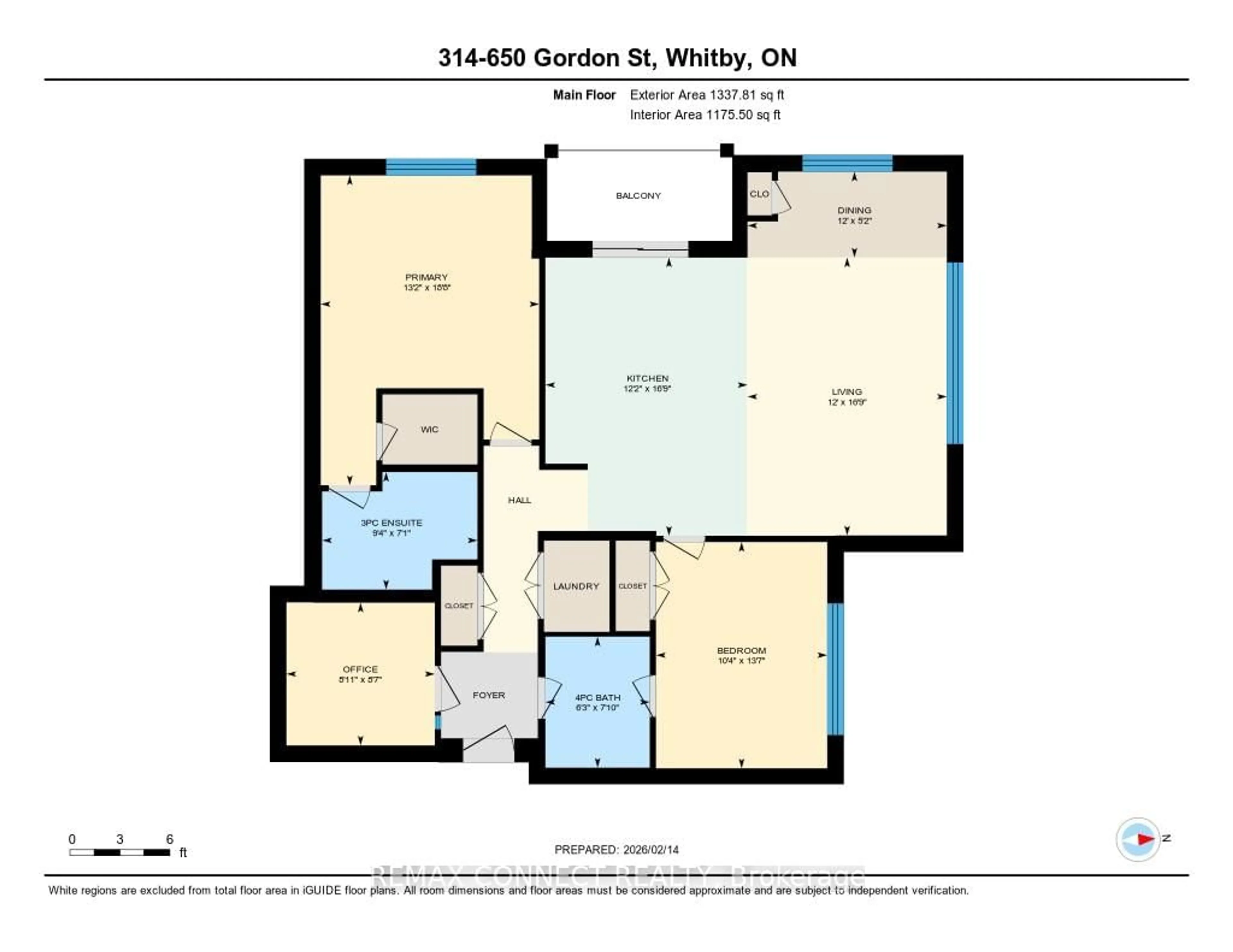 Floor plan for 650 Gordon St #314, Whitby Ontario L1N 0C1