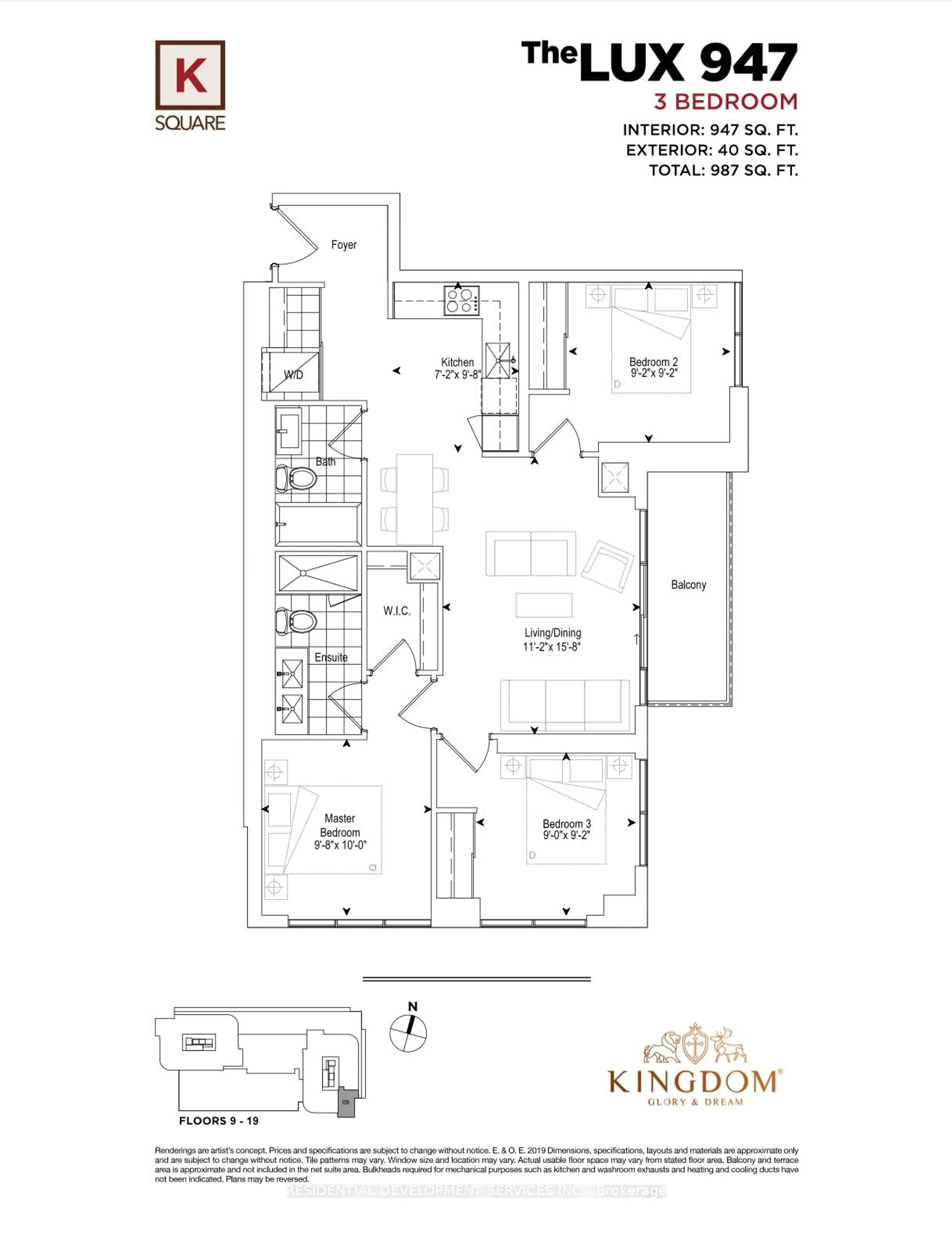 Floor plan for 2033 Kennedy Rd #1709, Toronto Ontario M1T 0B8
