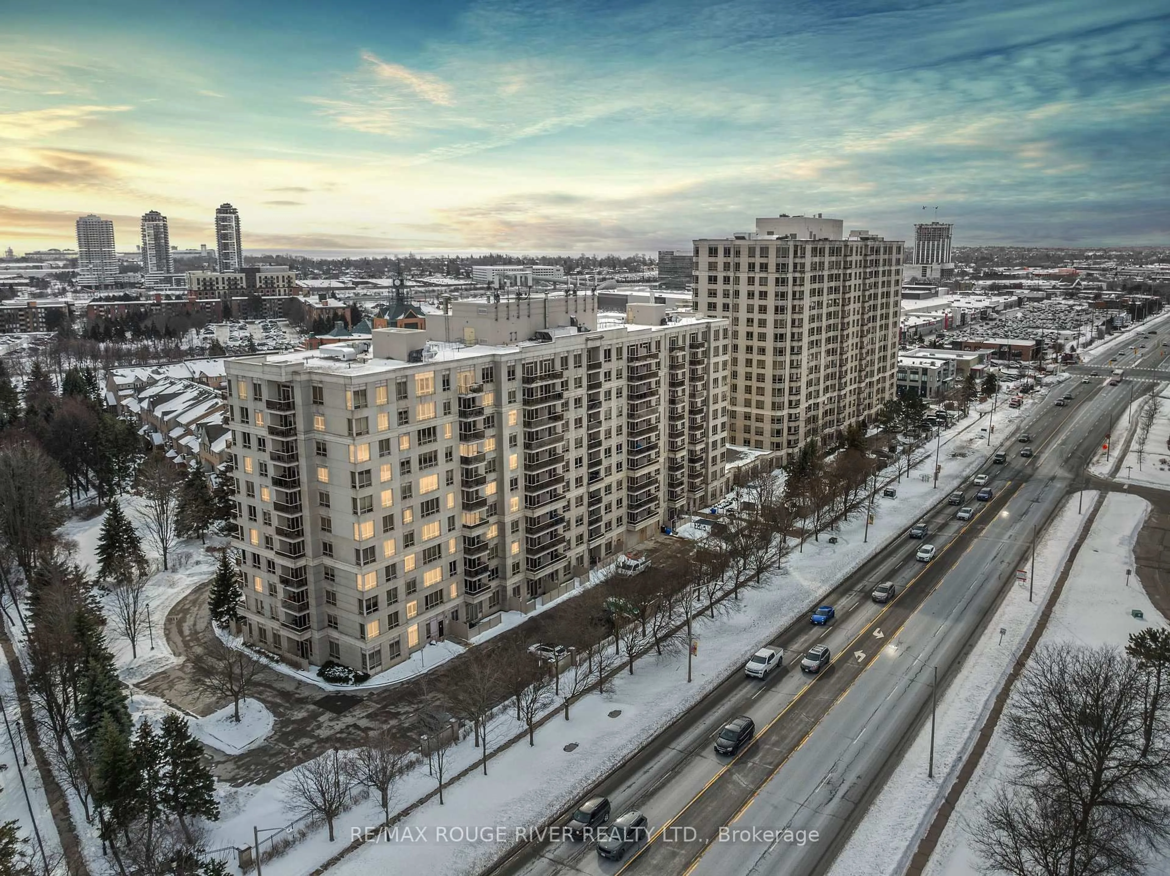 A pic from outside/outdoor area/front of a property/back of a property/a pic from drone, city buildings view from balcony for 1200 The Esplanade Rd #818, Pickering Ontario L1V 6V3