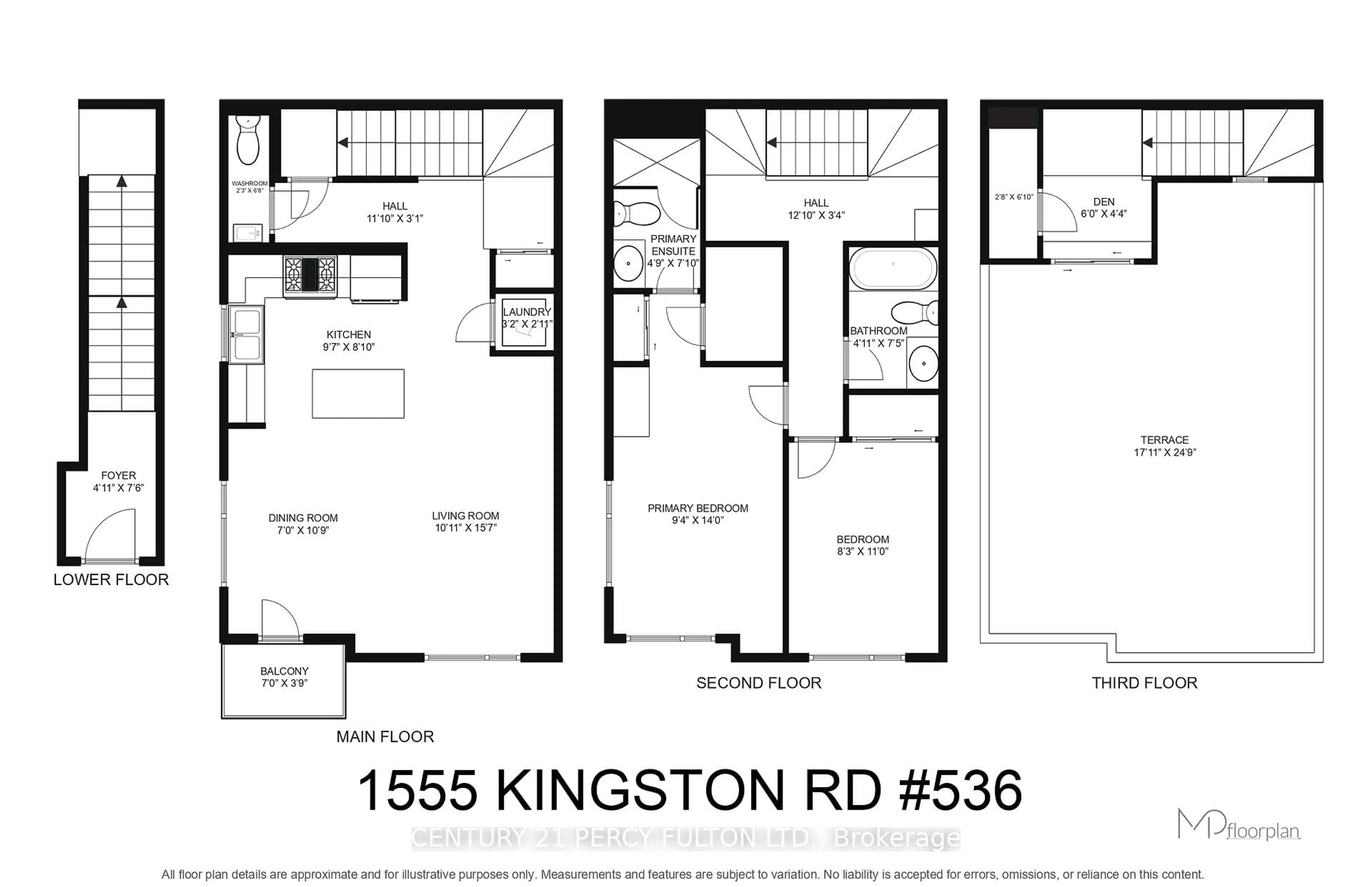 Floor plan for 1555 Kingston Rd #536, Pickering Ontario L1V 0E9
