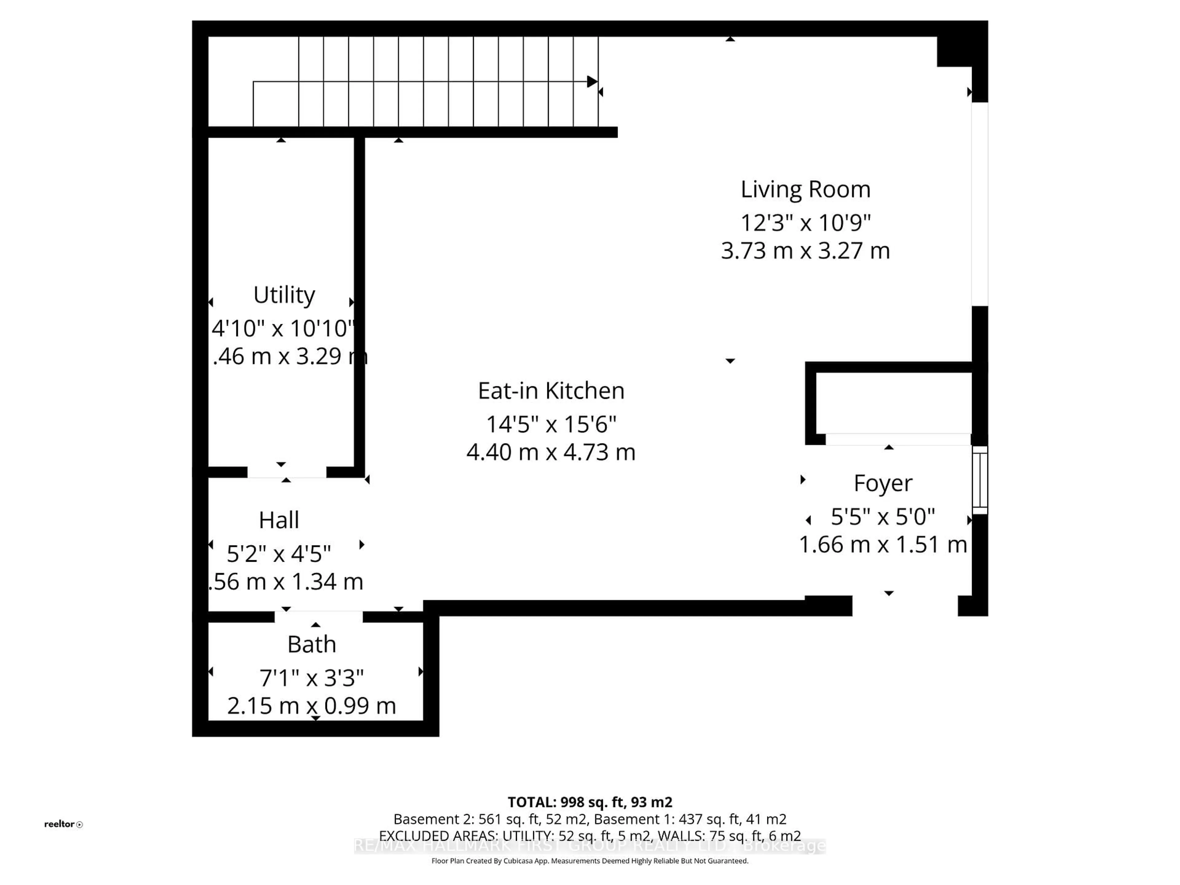 Floor plan for 611 1034 Reflection Pl, Pickering Ontario L1X 0L1