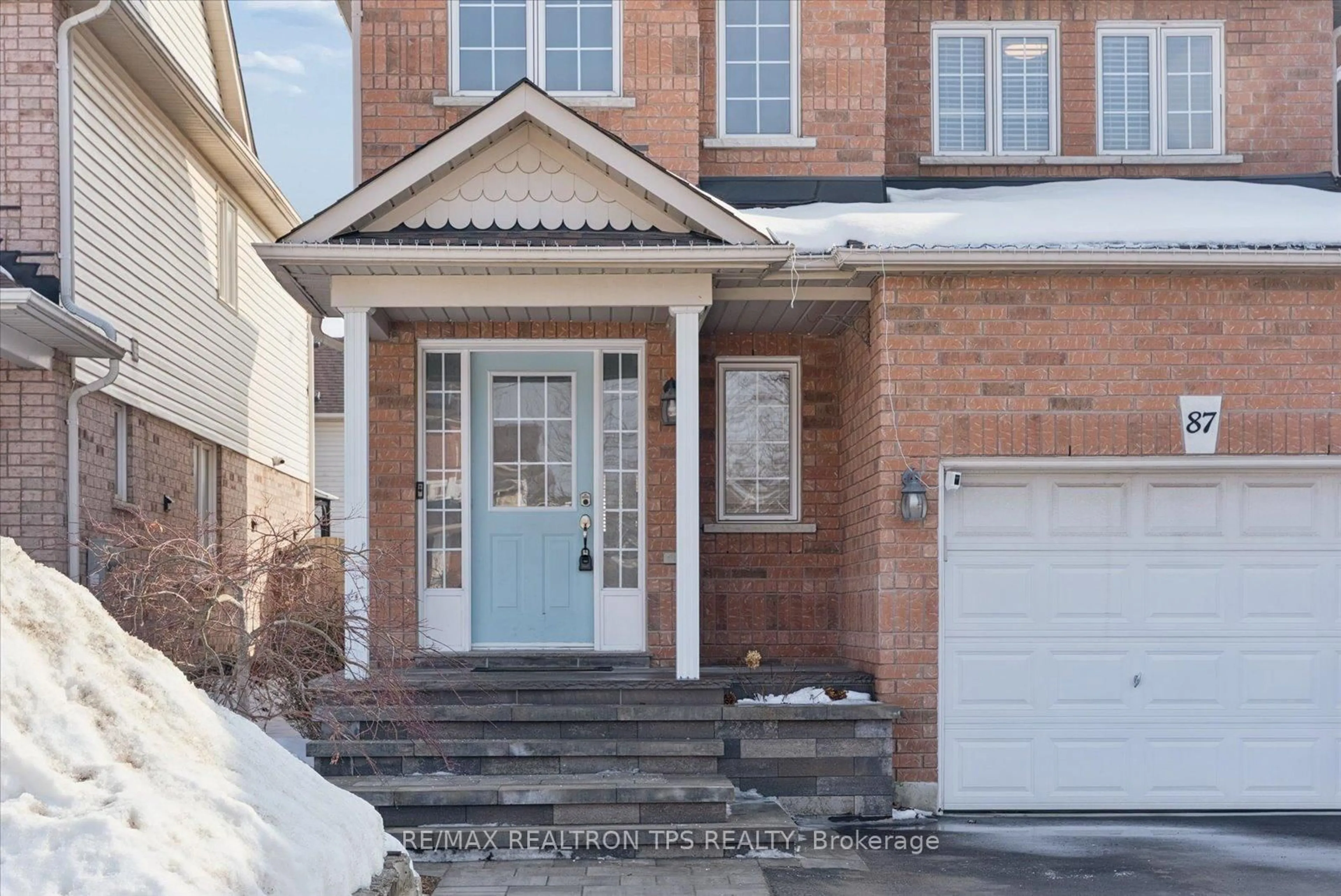 Home with brick exterior material, street for 87 Madden Pl, Clarington Ontario L1C 5K3
