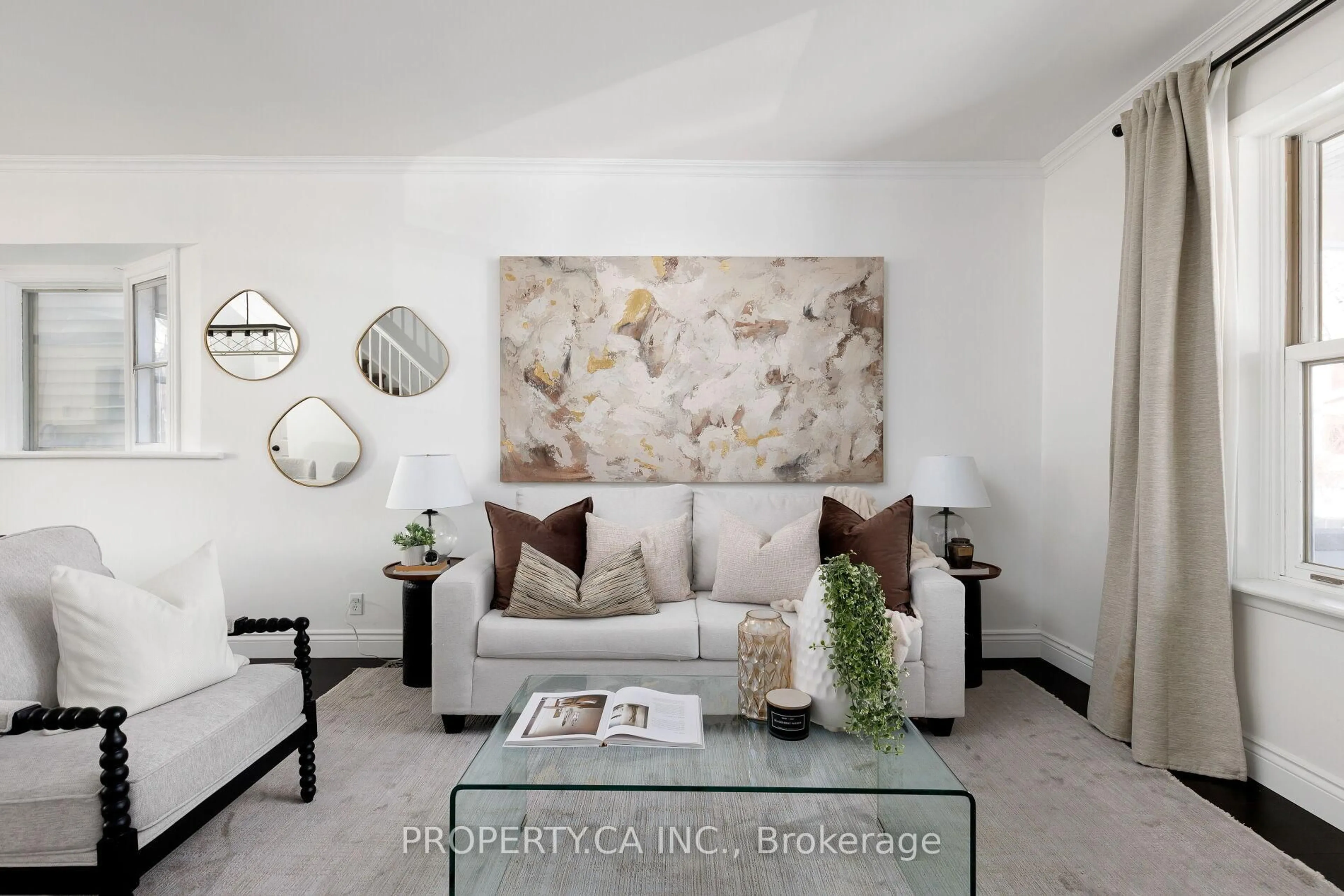 Living room with furniture, ceramic/tile floor for 14 Galt Ave, Toronto Ontario M4M 2Z1