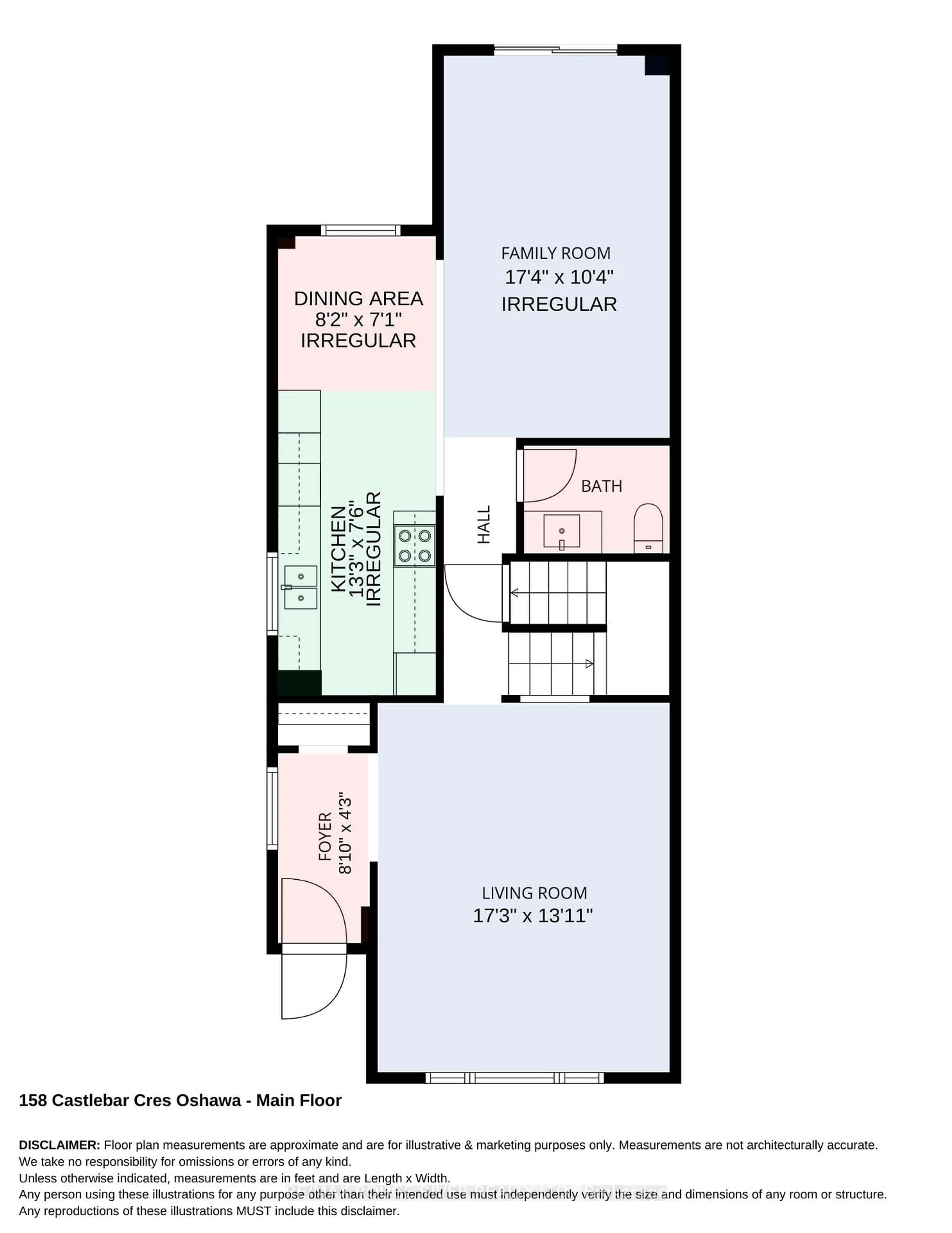 Floor plan for 158 Castlebar Cres, Oshawa Ontario L1J 7B4