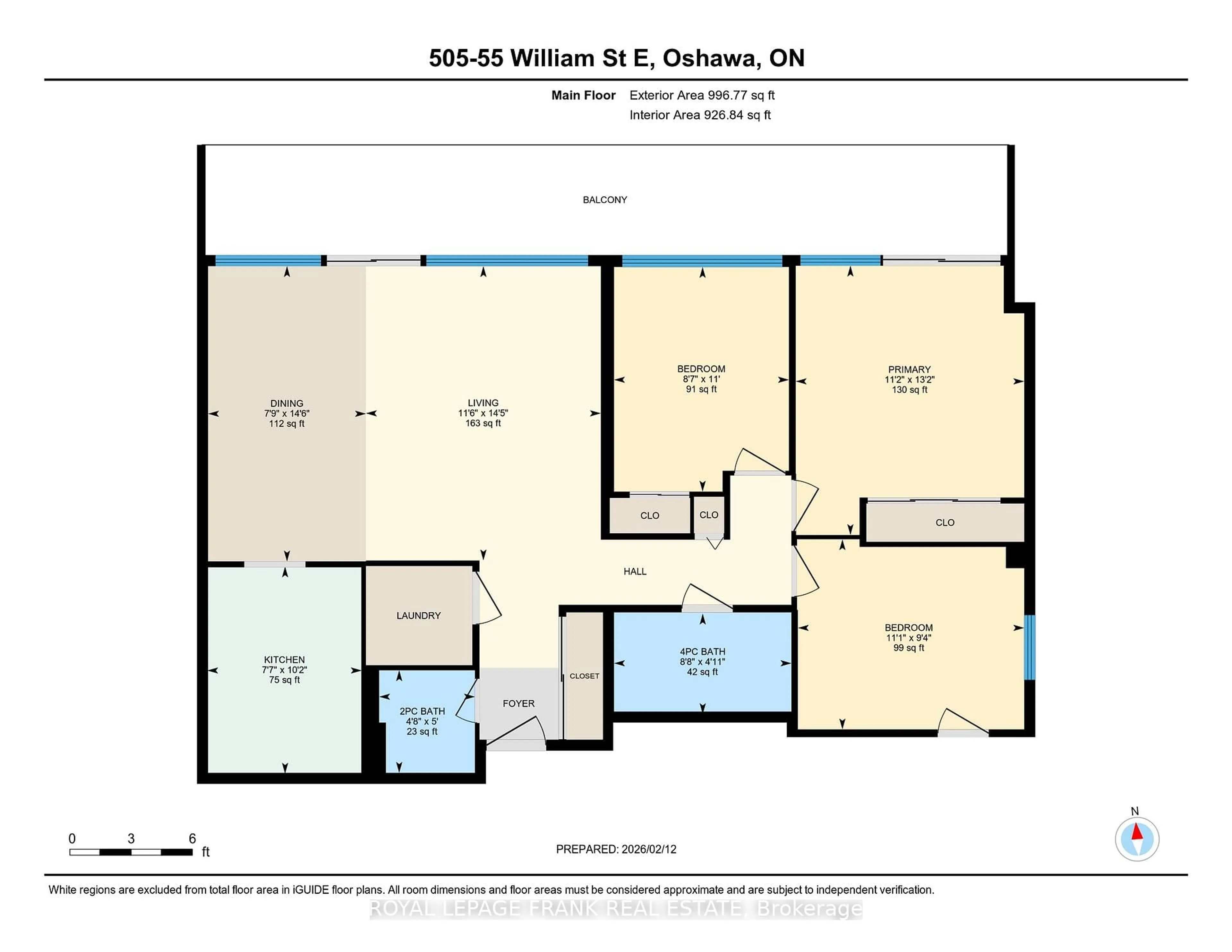 Floor plan for 55 William St #505, Oshawa Ontario L1G 7C9