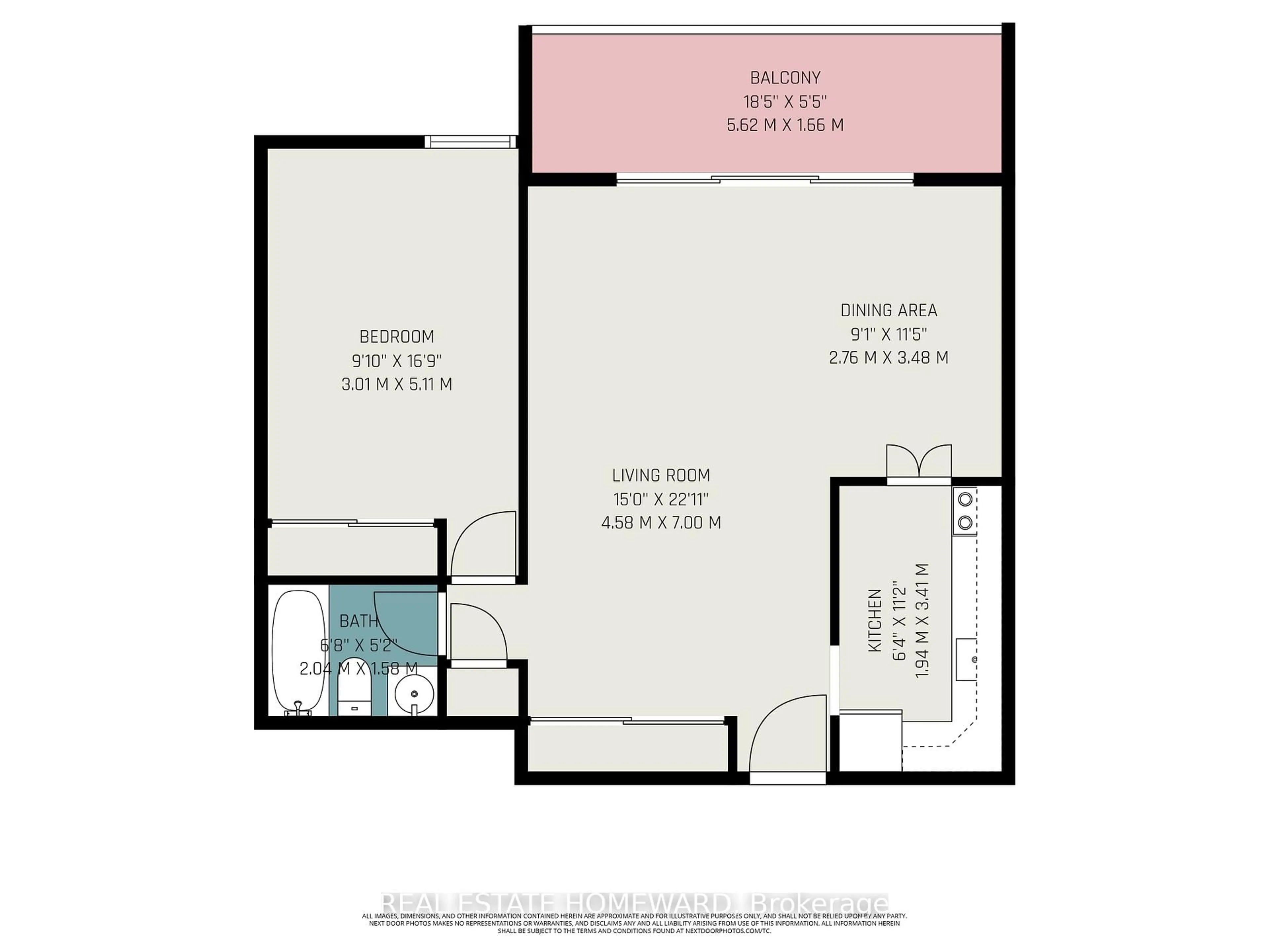 Floor plan for 5 Massey Sq #1503, Toronto Ontario M4C 5L6