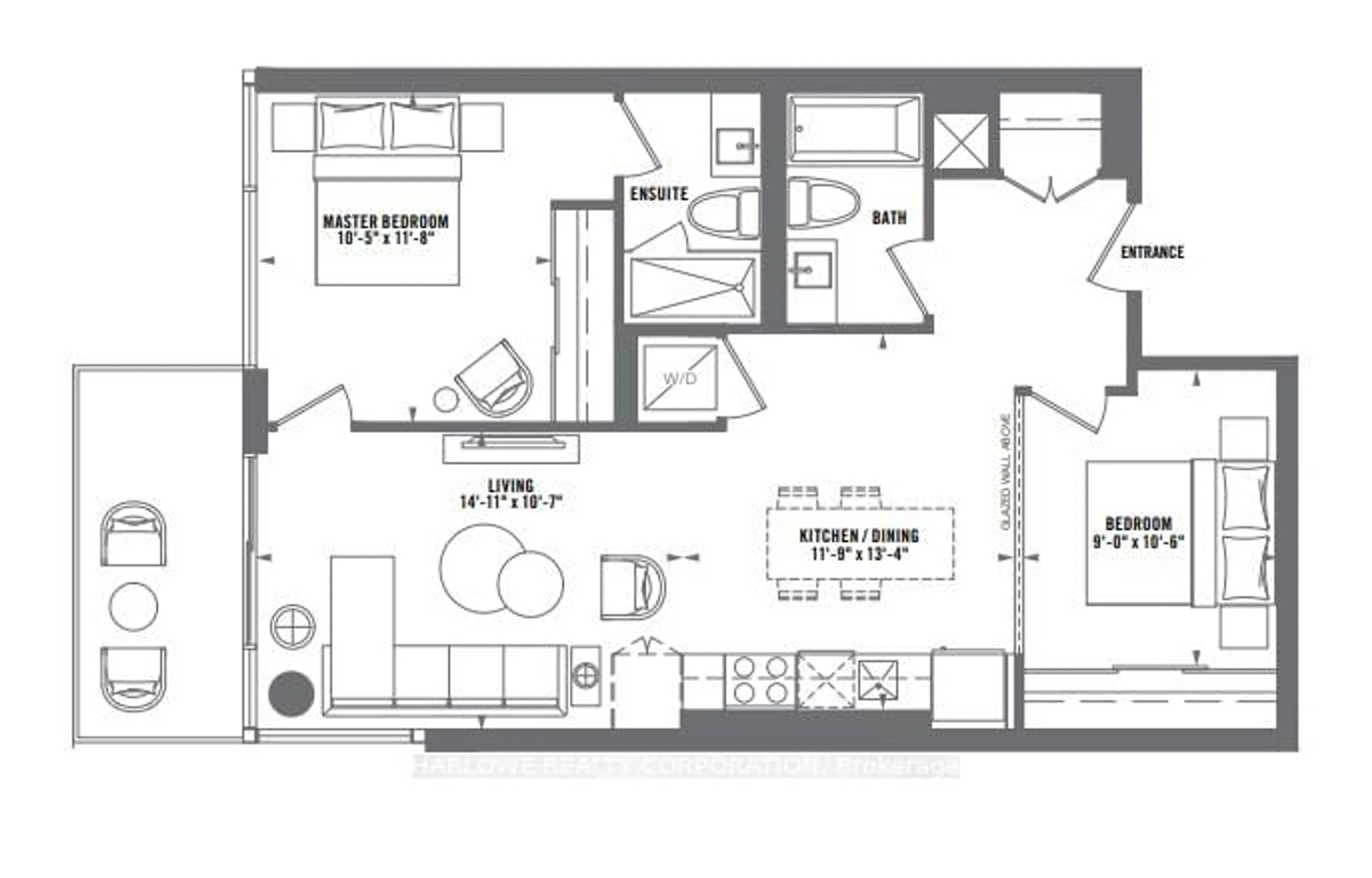 Floor plan for 1606 Charles St #403 A, Whitby Ontario L1N 0P1