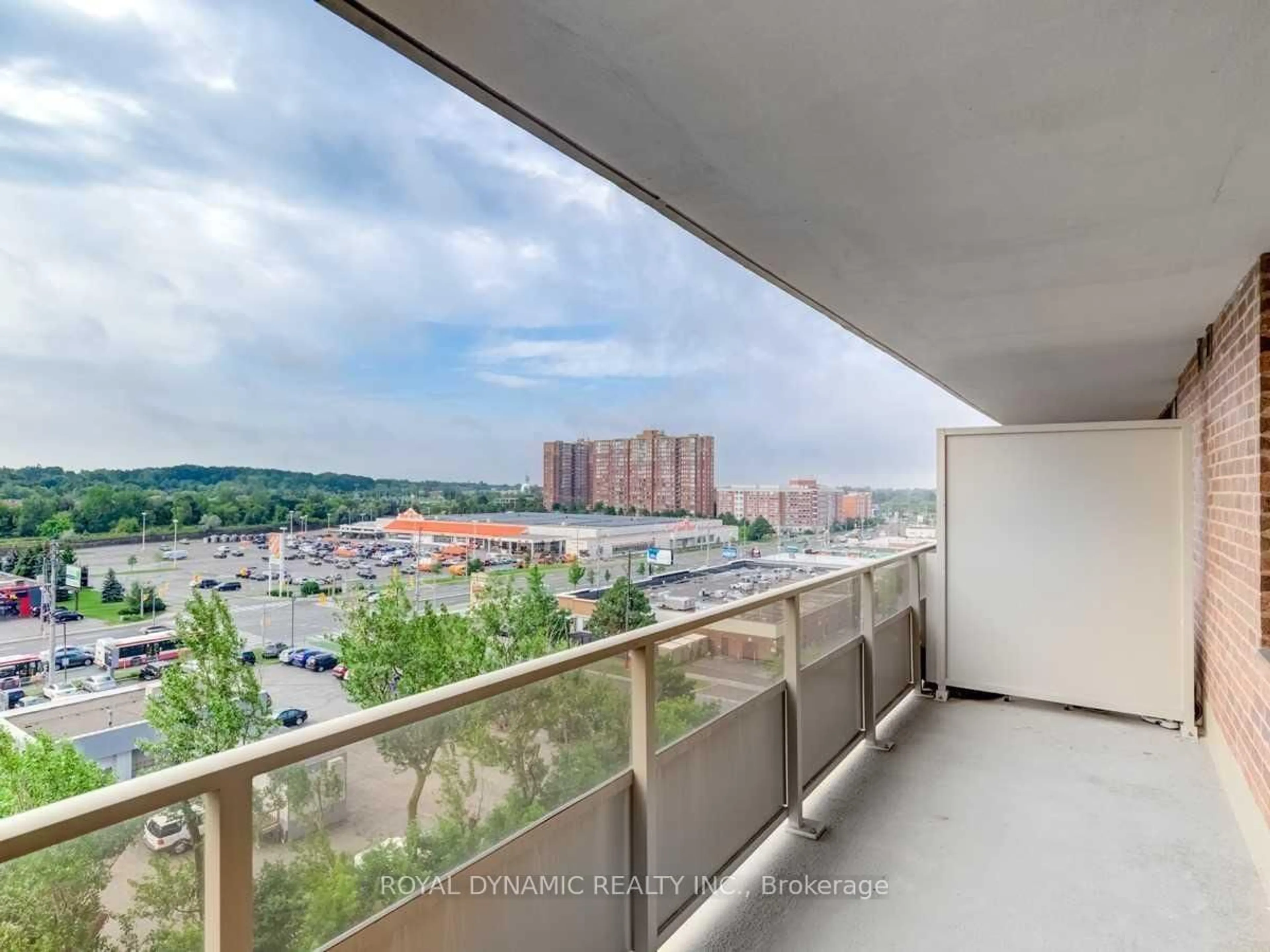 Balcony in the apartment, city buildings view from balcony for 15 Torrance Rd #806, Toronto Ontario M1J 3K2
