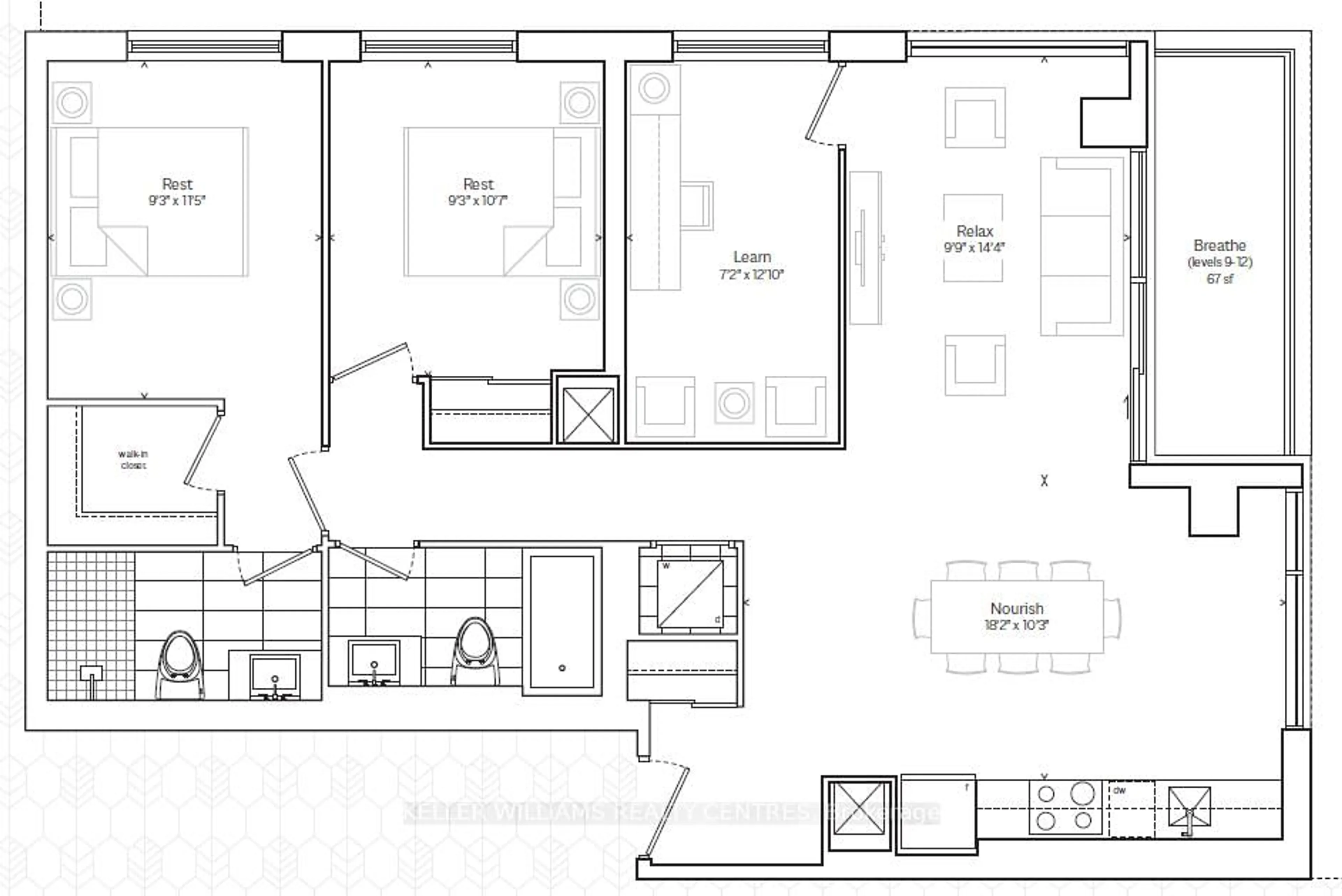 Floor plan for 1350 Ellesmere Rd #1113, Toronto Ontario M1P 0G6