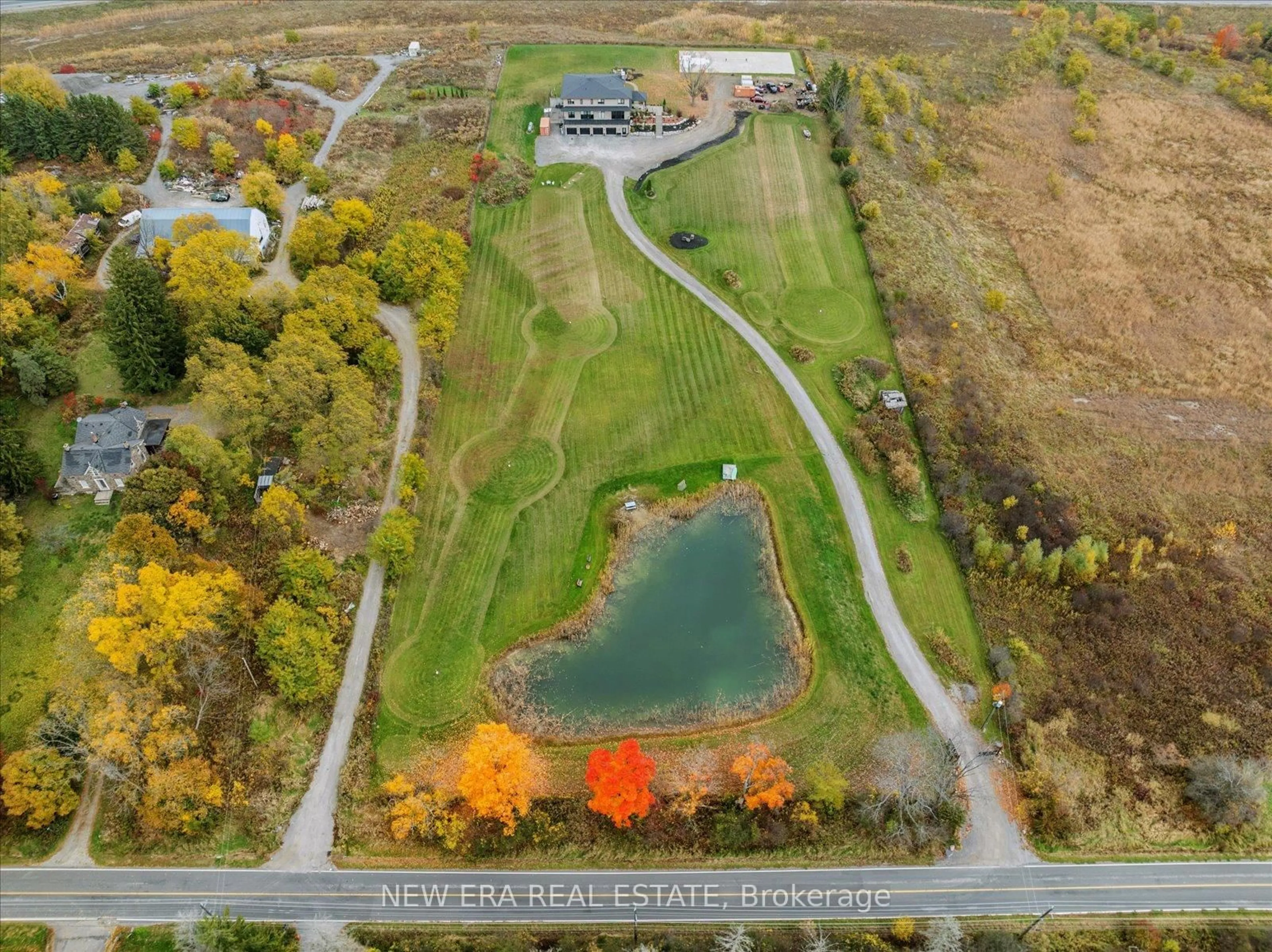 A pic from outside/outdoor area/front of a property/back of a property/a pic from drone, water/lake/river/ocean view for 5785 Halls Rd, Whitby Ontario L1M 1S5