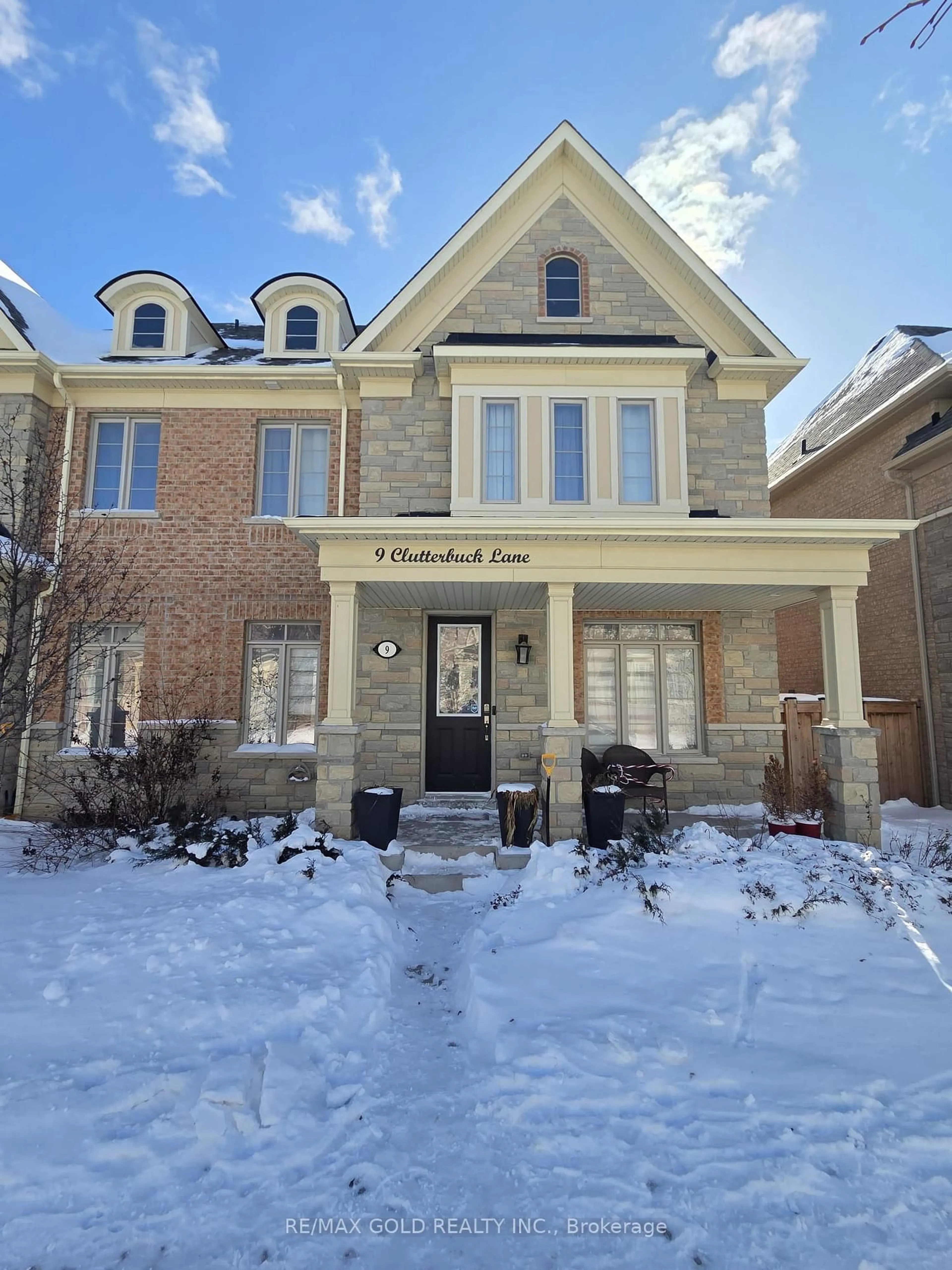 Home with brick exterior material, street for 9 Clutterbuck Lane, Ajax Ontario L1T 0N6