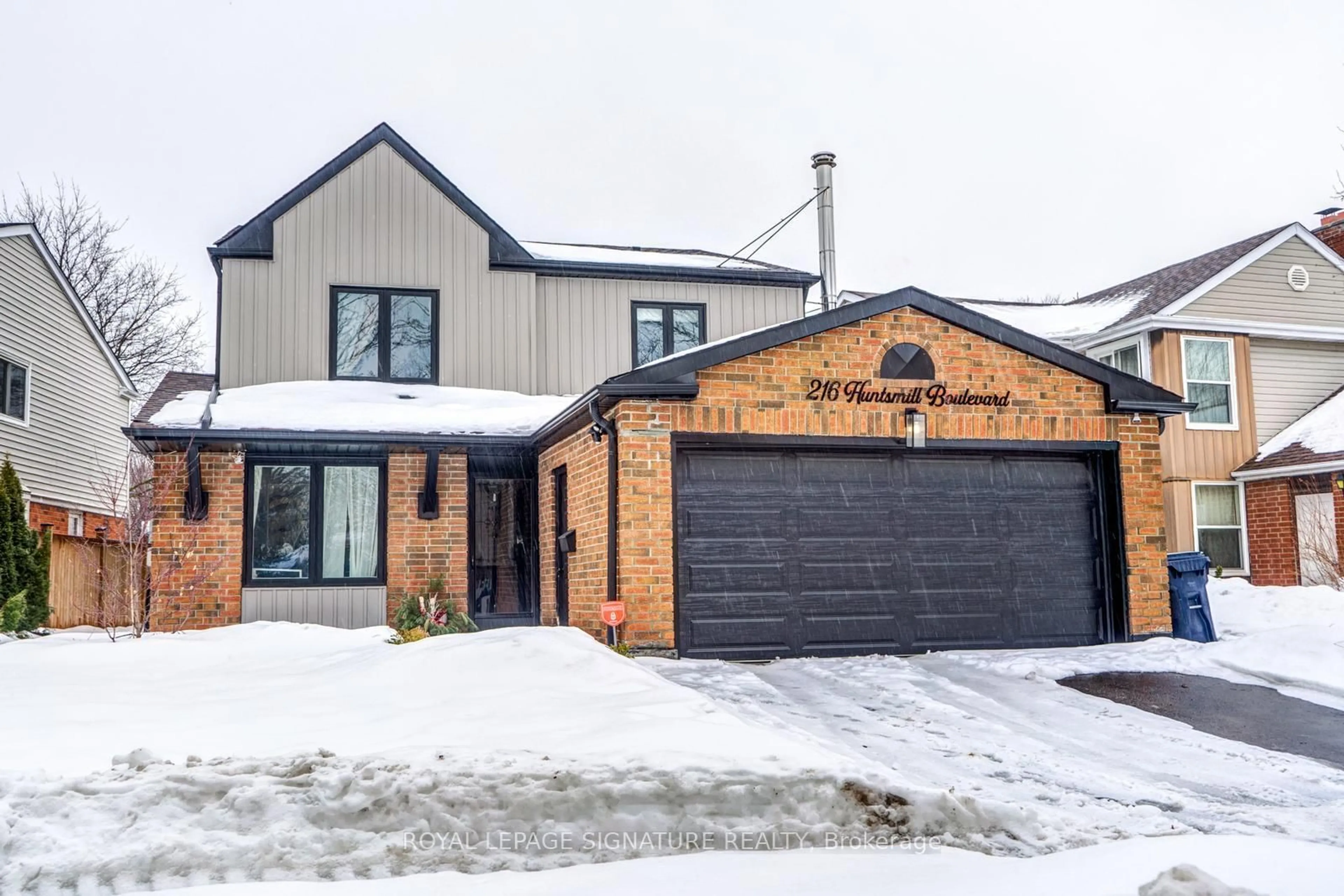 Home with brick exterior material, street for 216 Huntsmill Blvd, Toronto Ontario M1W 3E1
