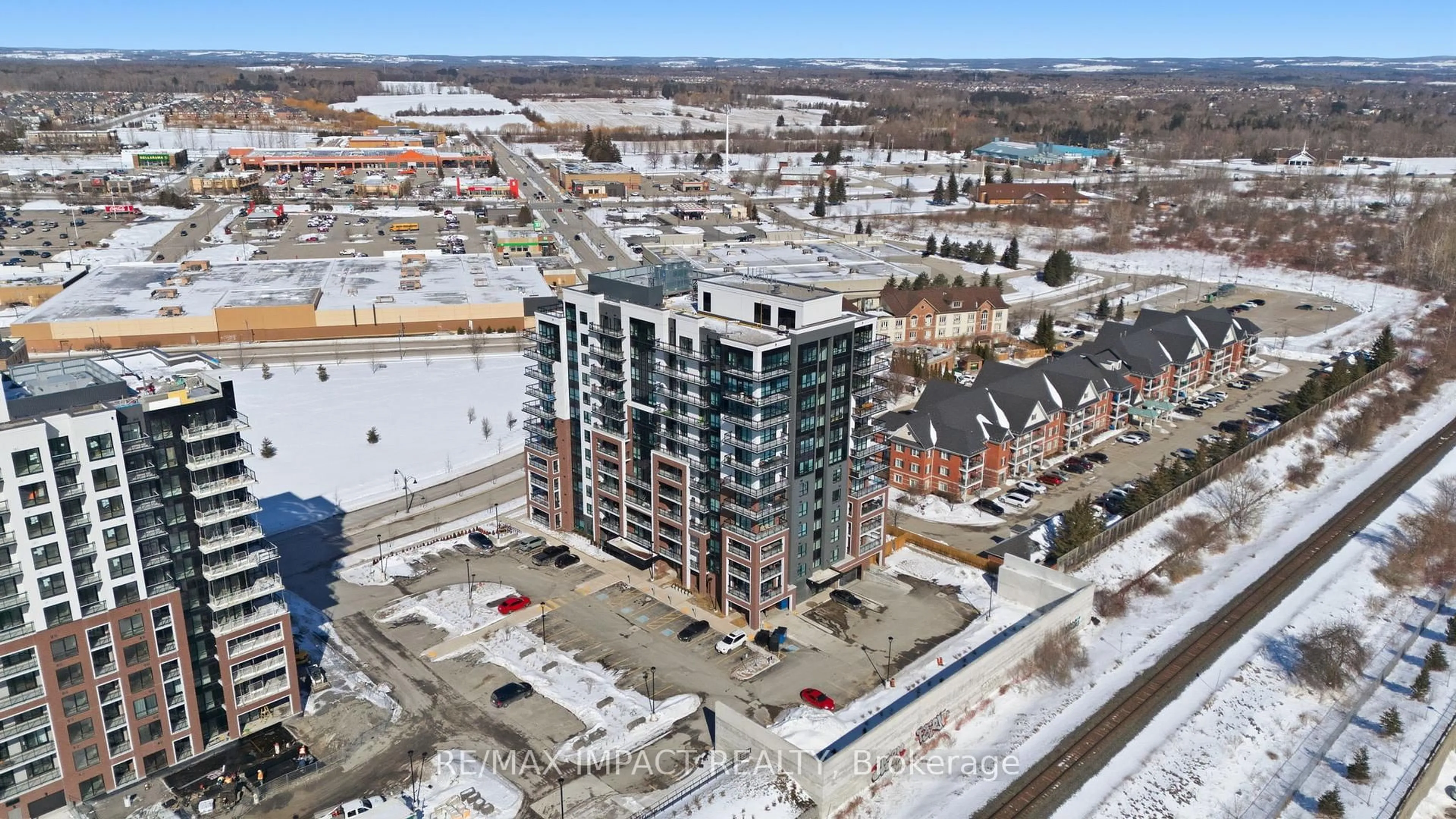 A pic from outside/outdoor area/front of a property/back of a property/a pic from drone, city buildings view from balcony for 55 Clarington Blvd #1202, Clarington Ontario L1C 7J4