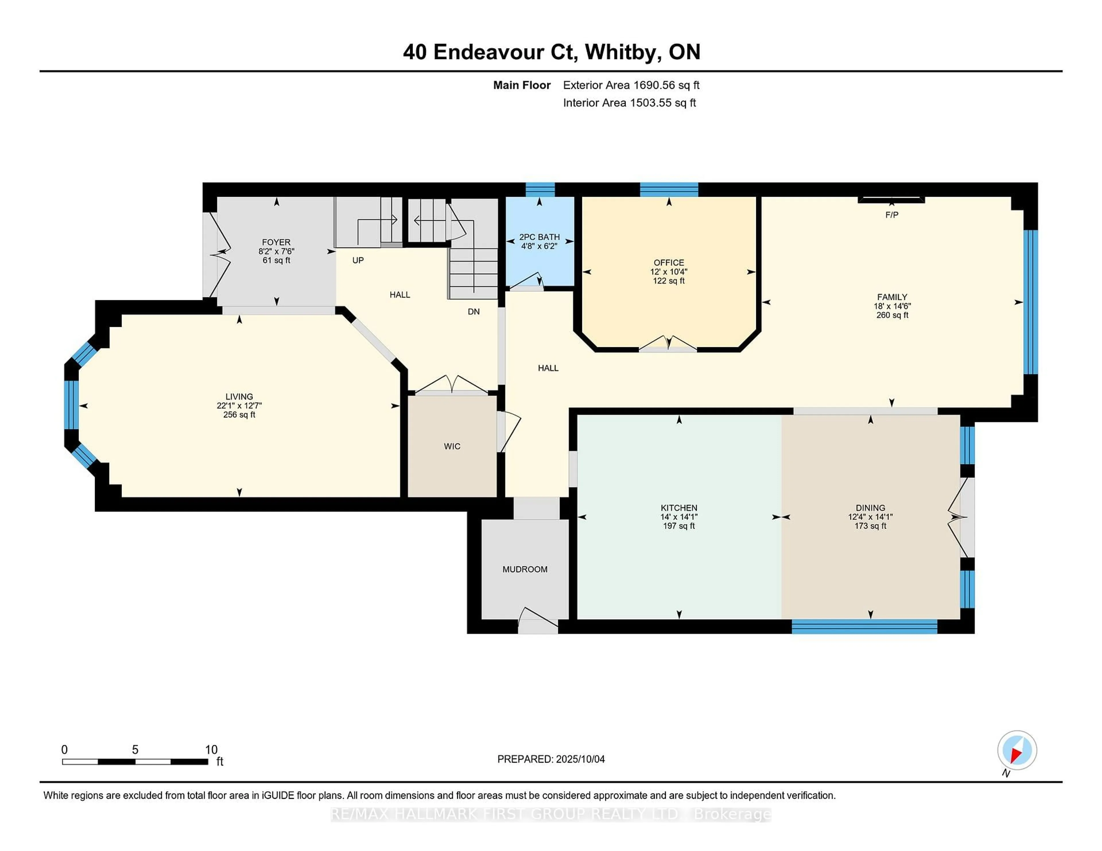 Floor plan for 40 Endeavour Crt, Whitby Ontario L1P 0B5