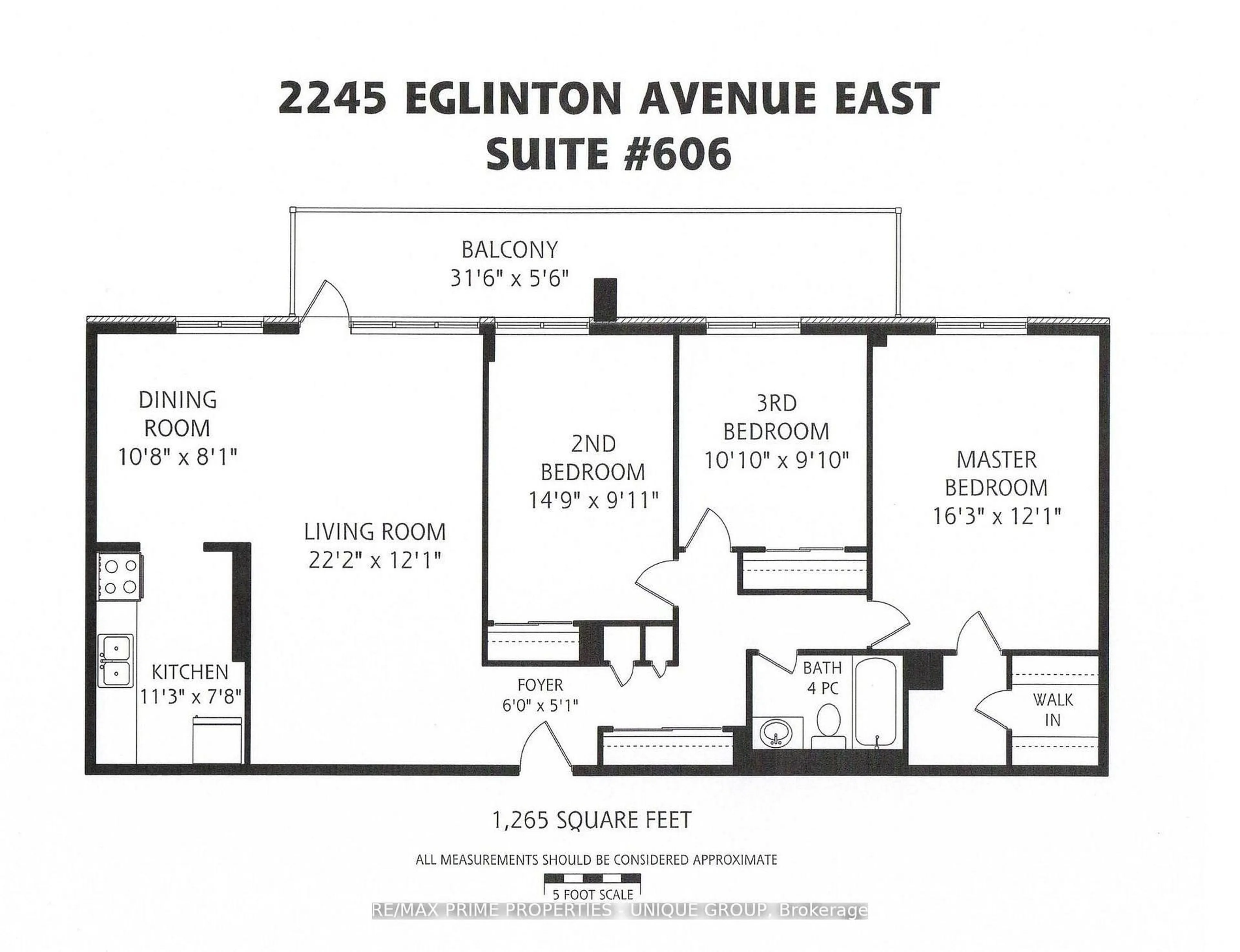 Floor plan for 2245 Eglinton Ave #606, Toronto Ontario M1K 2N3