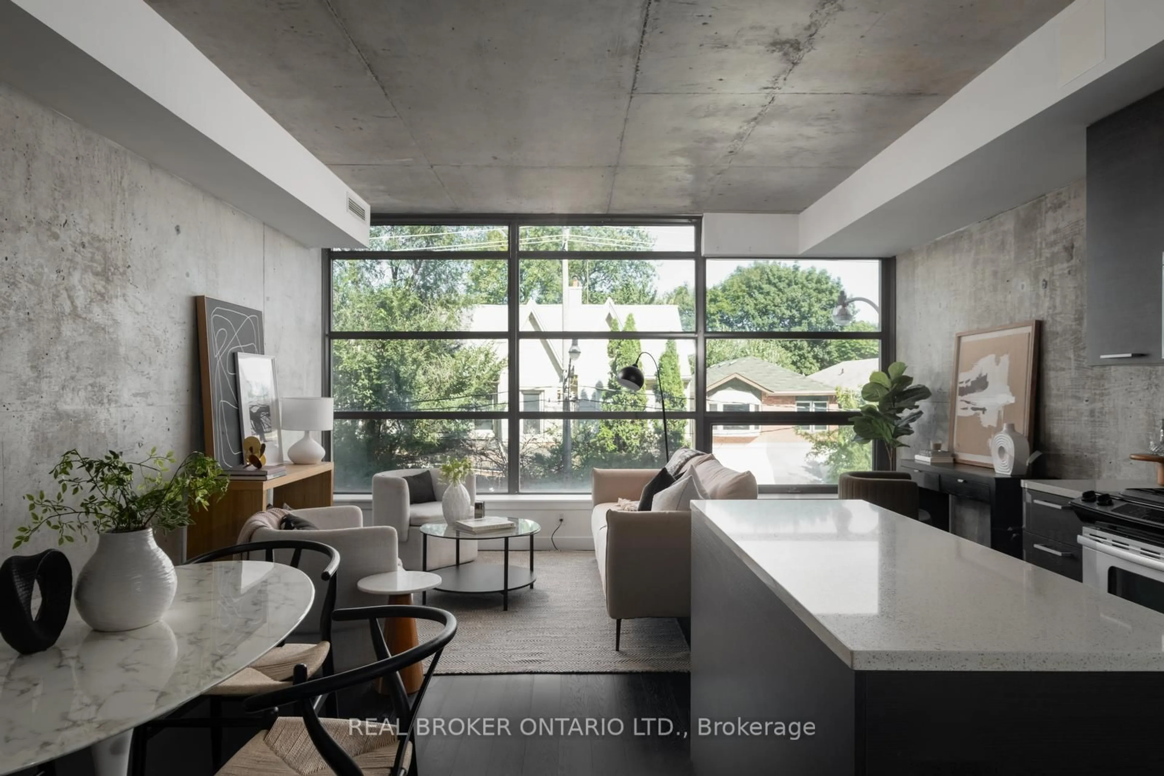 Contemporary kitchen, cement floor for 90 Broadview Ave #202, Toronto Ontario M4M 0A7