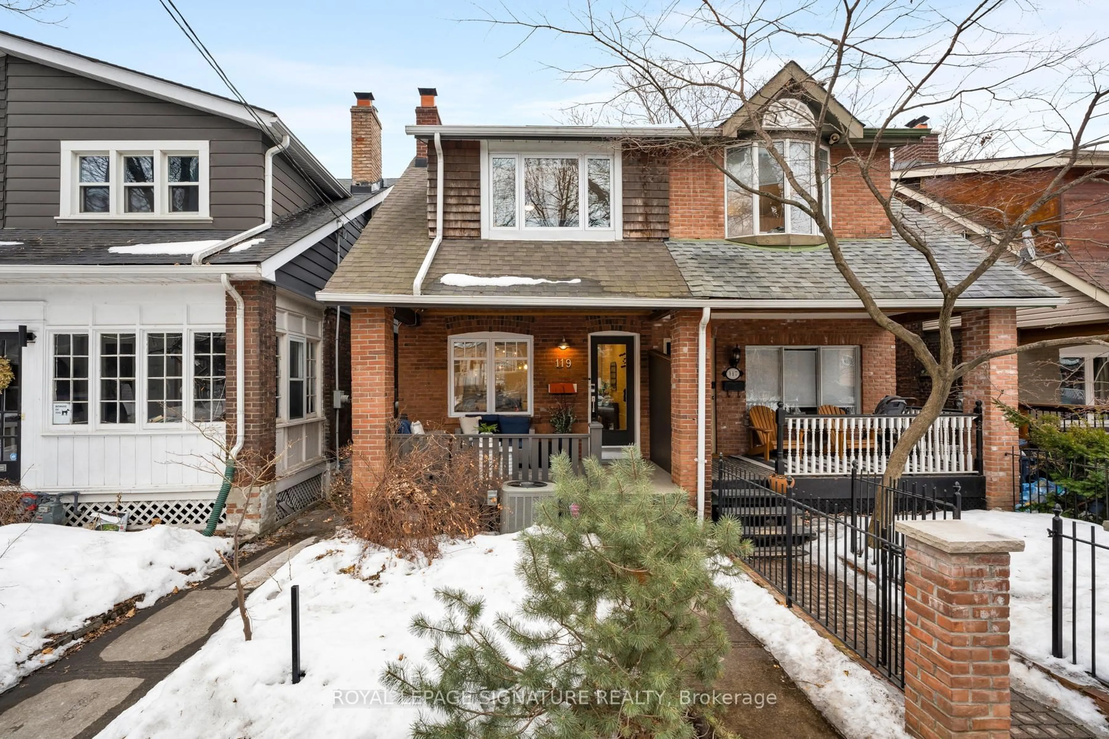 Home with brick exterior material, street for 119 Alton Ave, Toronto Ontario M4L 2M3