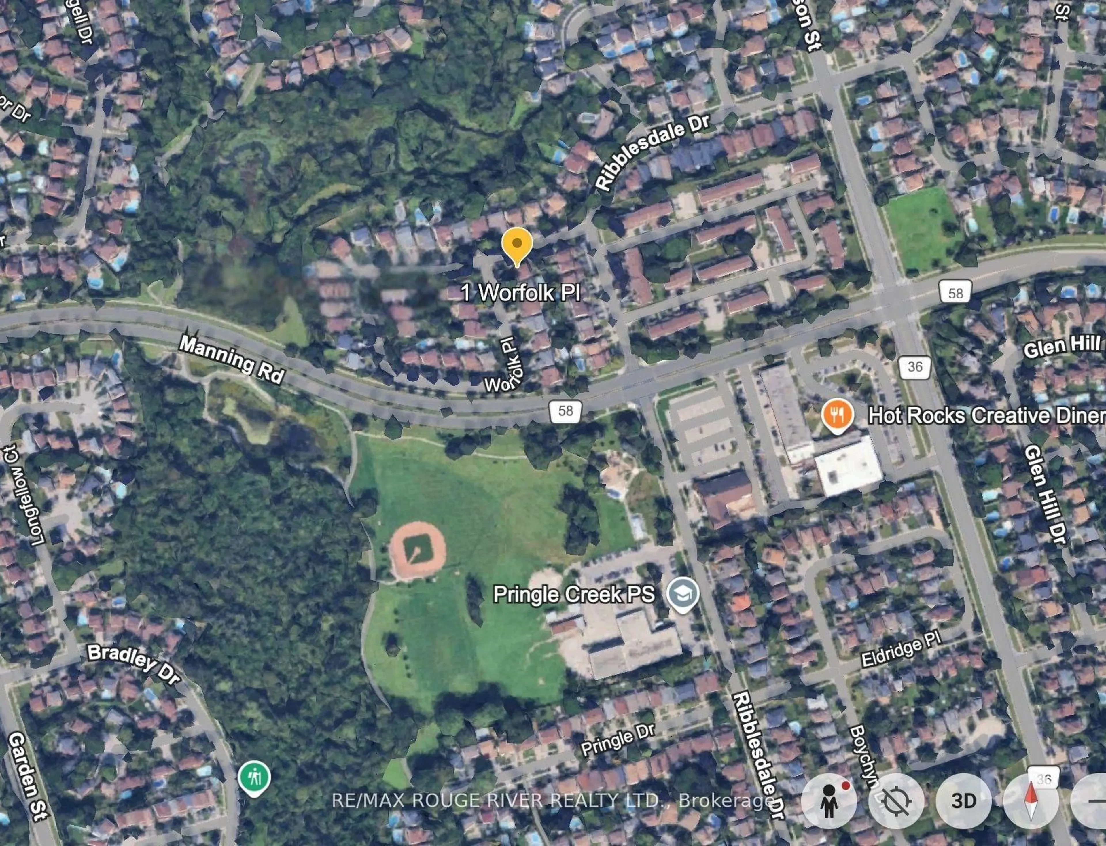 Picture of a map for 1 Worfolk Pl, Whitby Ontario L1N 6Z2