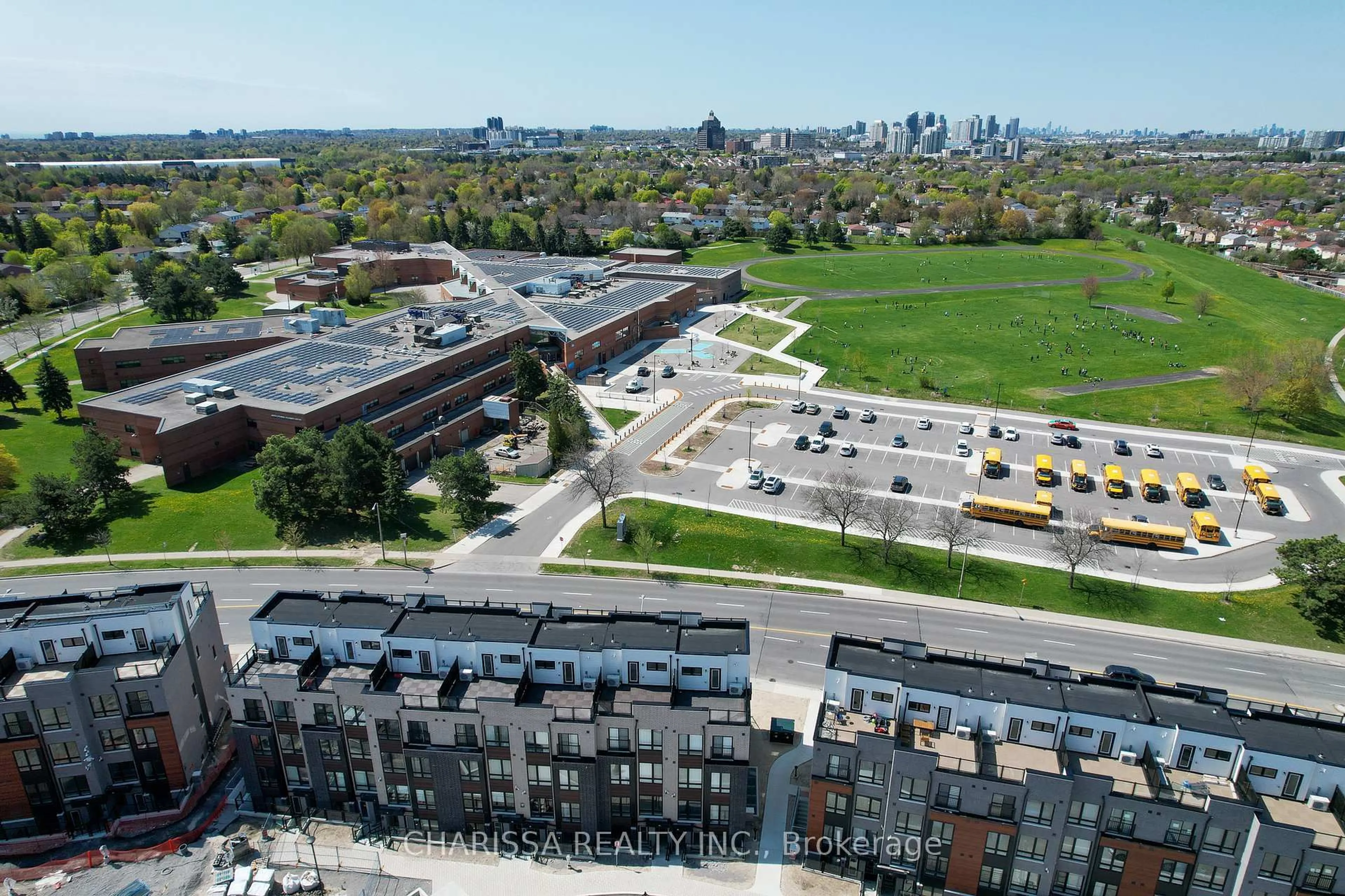 A pic from outside/outdoor area/front of a property/back of a property/a pic from drone, city buildings view from balcony for 30 Liben Way #9, Toronto Ontario M1J 3Z4