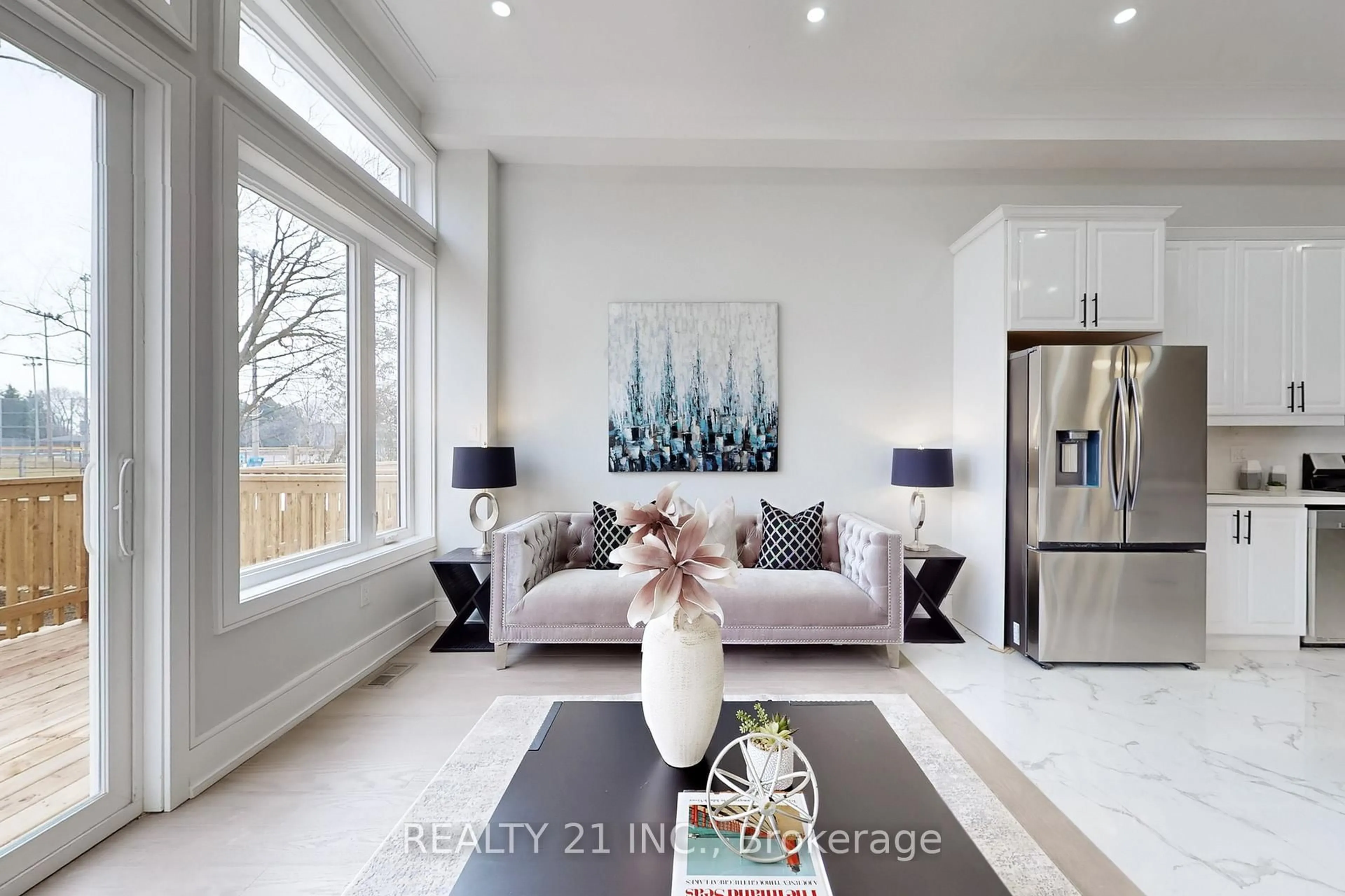 Living room with furniture, ceramic/tile floor for 15 Malta St, Toronto Ontario M1N 2L2