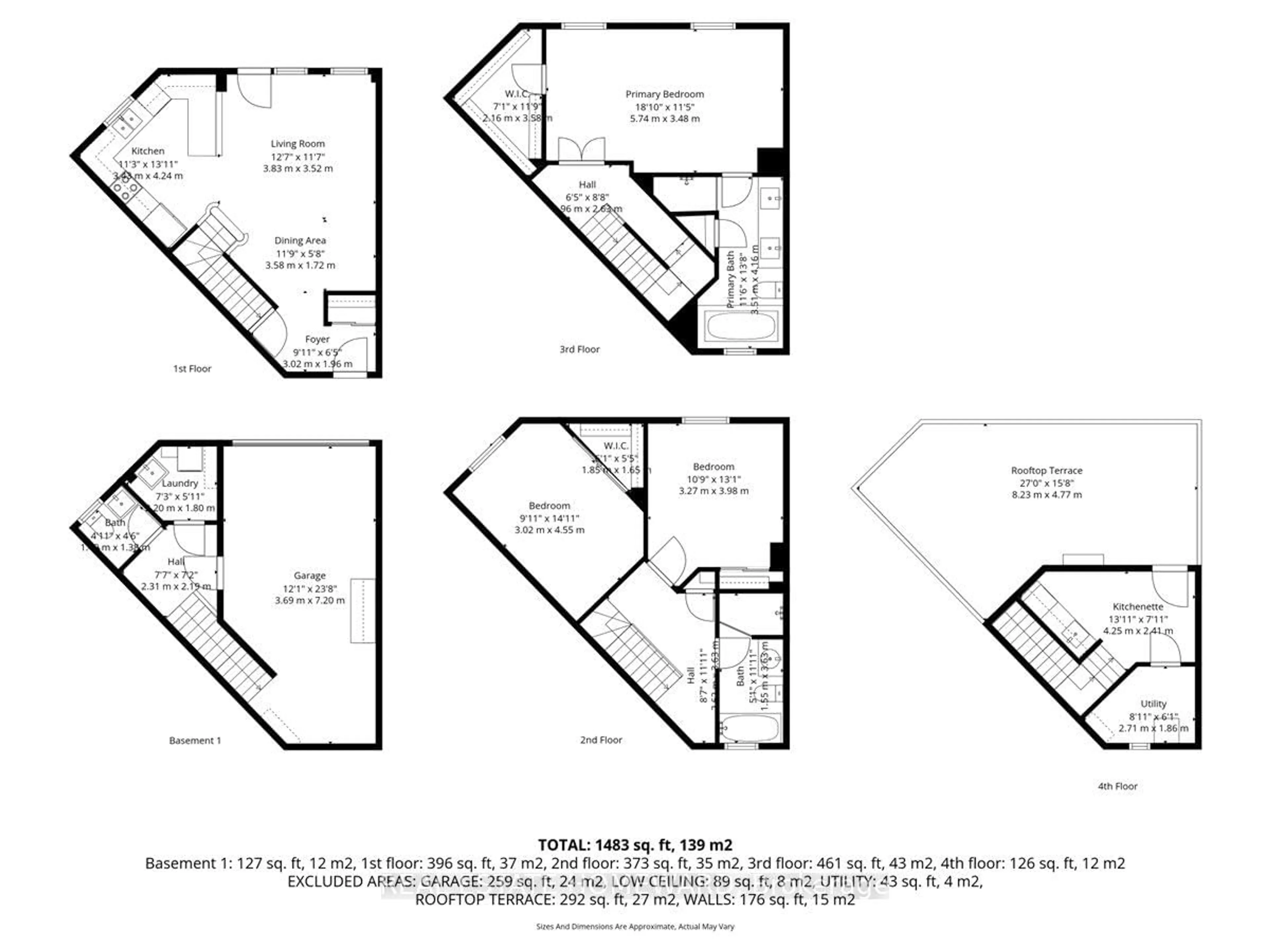 Floor plan for 14 Fairhead Mews, Toronto Ontario M4E 3Y4