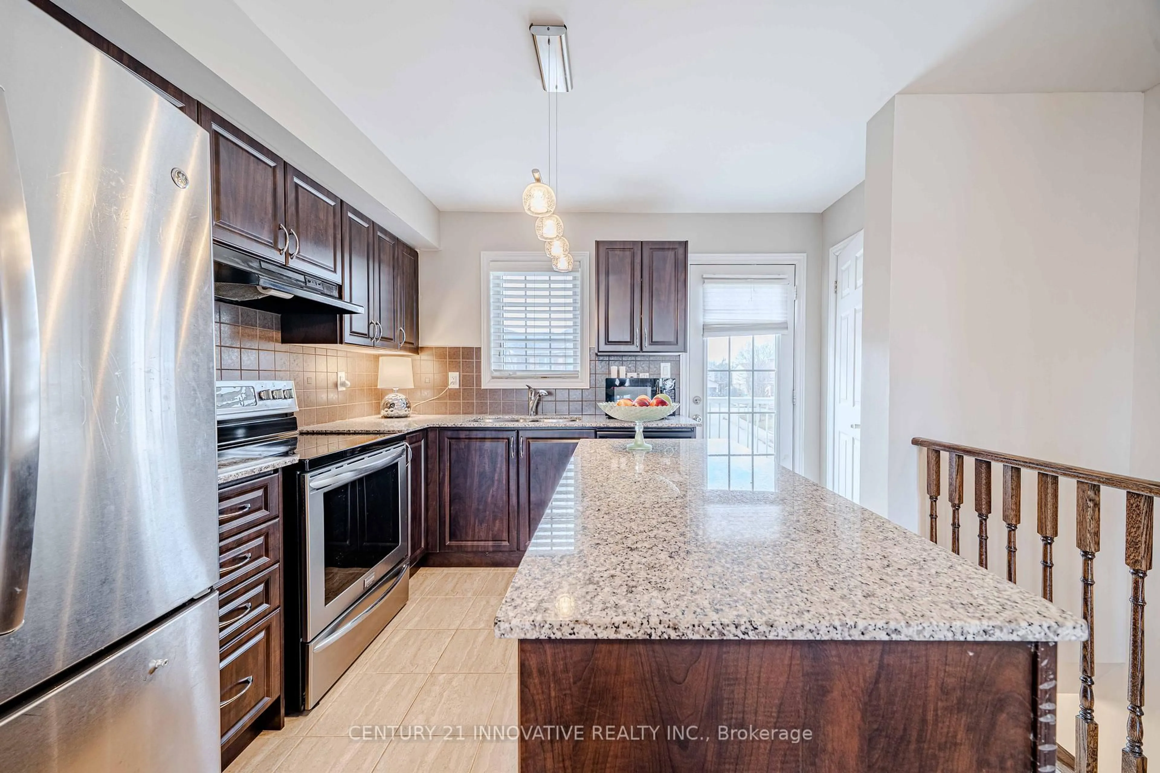 Open concept kitchen, ceramic/tile floor for 61 Cooperage Lane, Ajax Ontario L1S 5C3