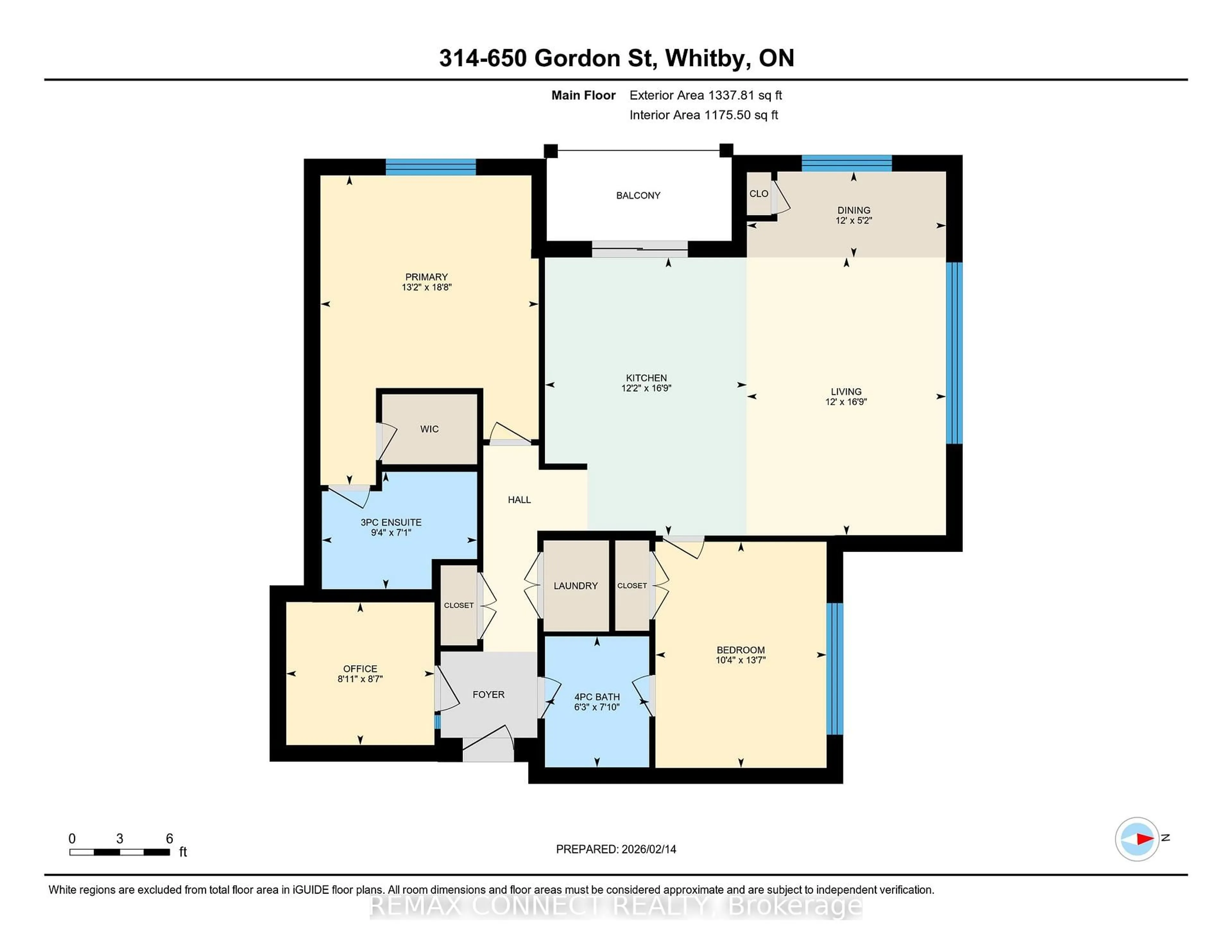 Floor plan for 650 Gordon St #314, Whitby Ontario L1N 0C1