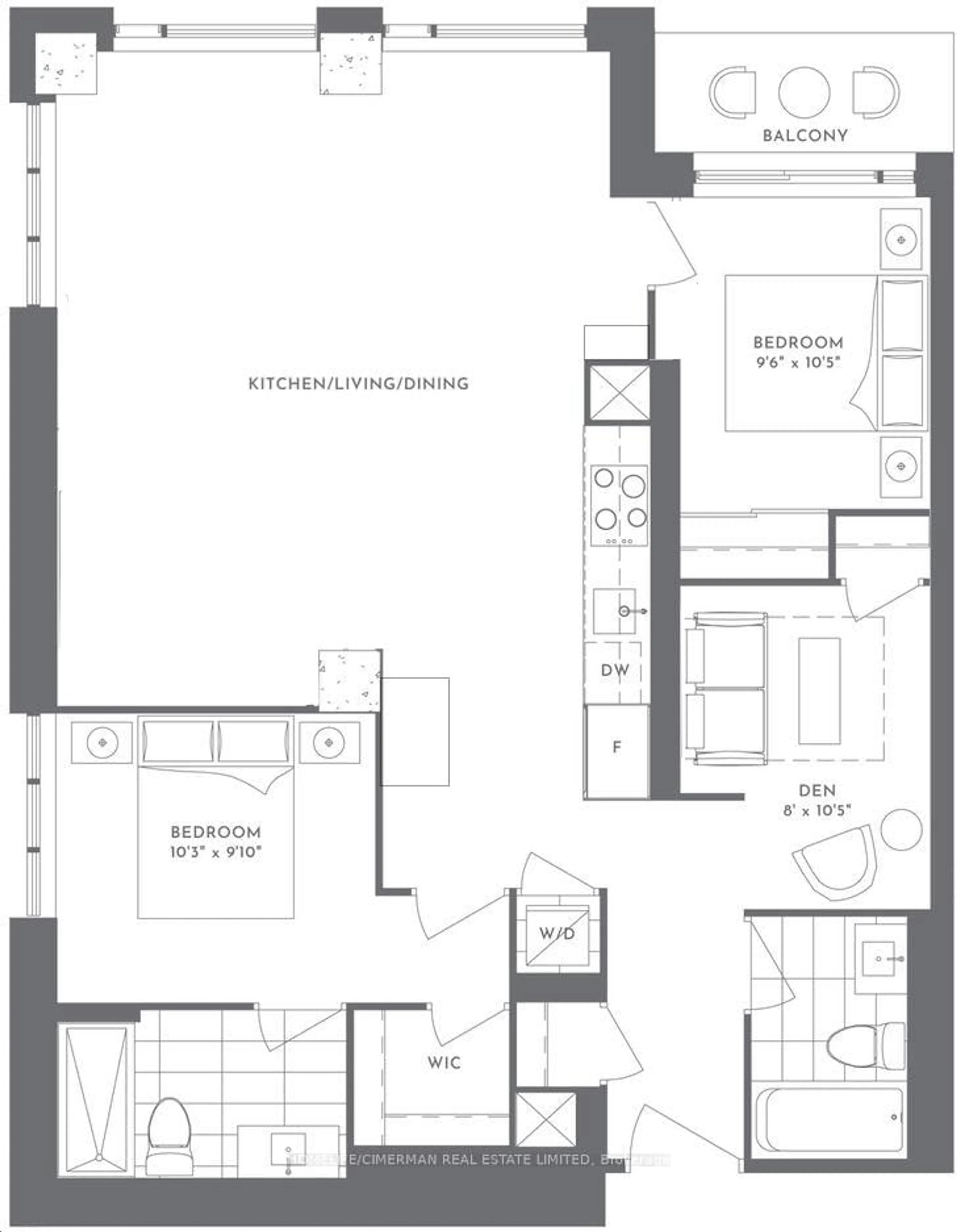 Floor plan for 150 Logan Ave #328, Toronto Ontario M4M 0E4