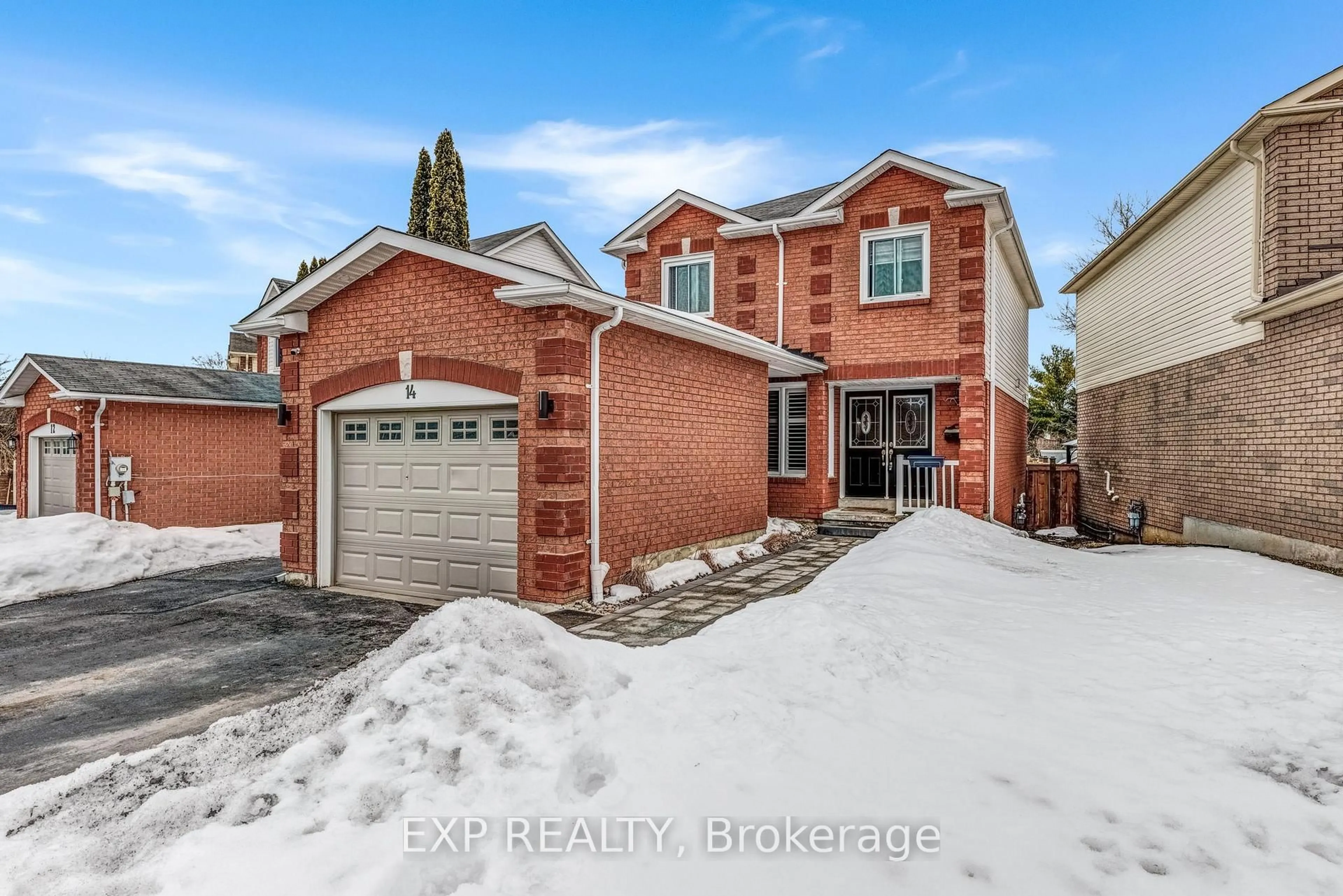 Home with brick exterior material, street for 14 Elephant Hill Dr, Clarington Ontario L1C 4M5