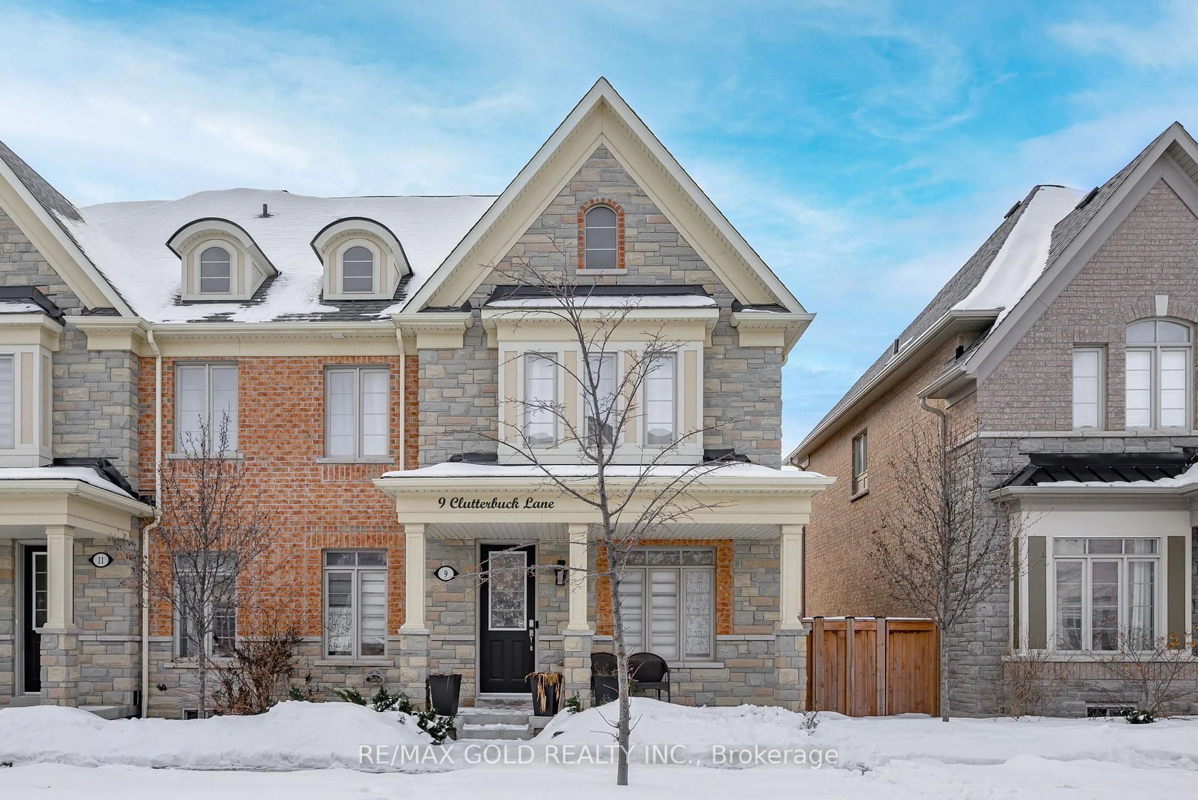 Home with brick exterior material, street for 9 Clutterbuck Lane, Ajax Ontario L1T 0N6