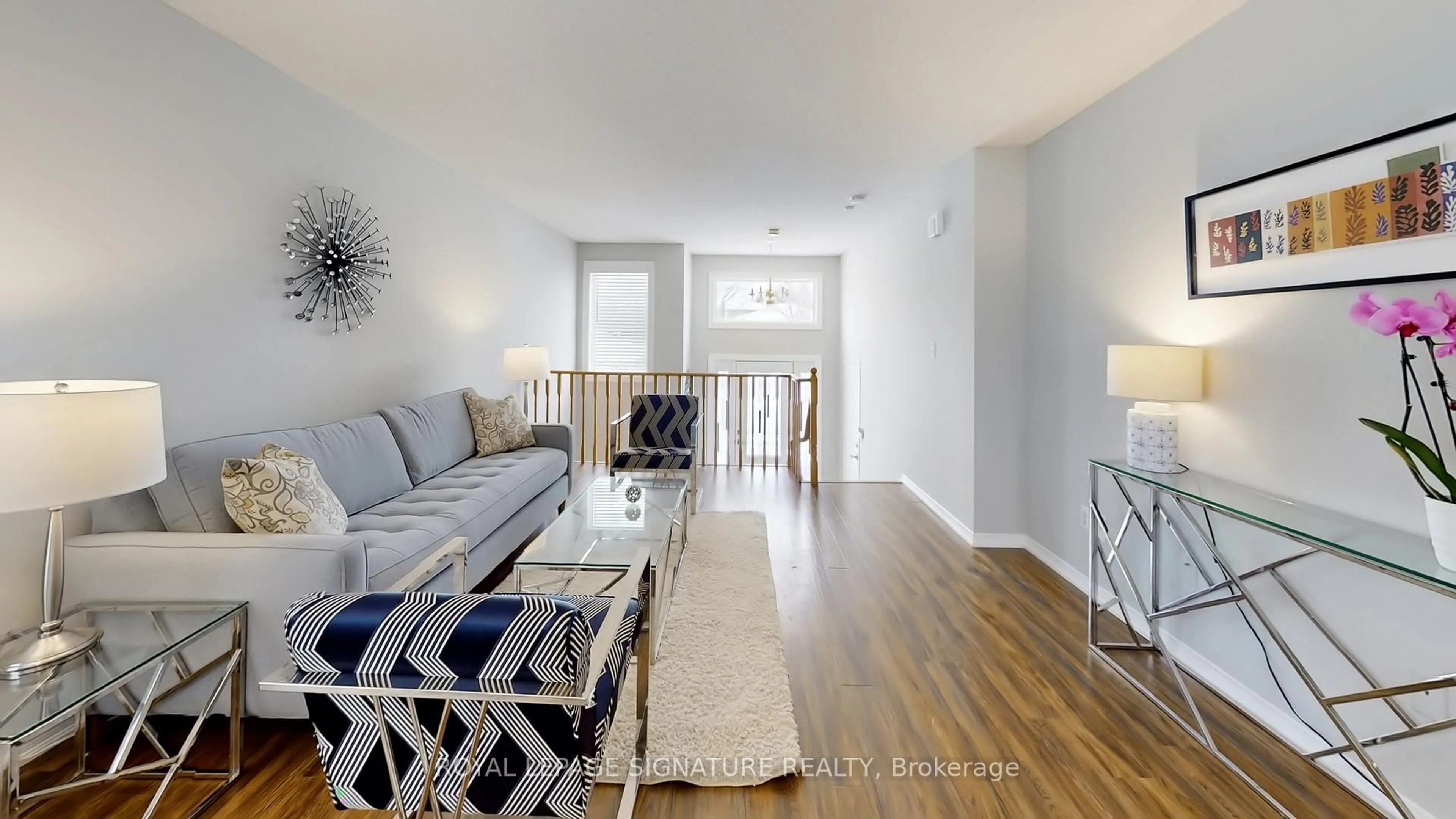 Living room with furniture, wood/laminate floor for 1256 Dartmoor St, Oshawa Ontario L1K 2K2