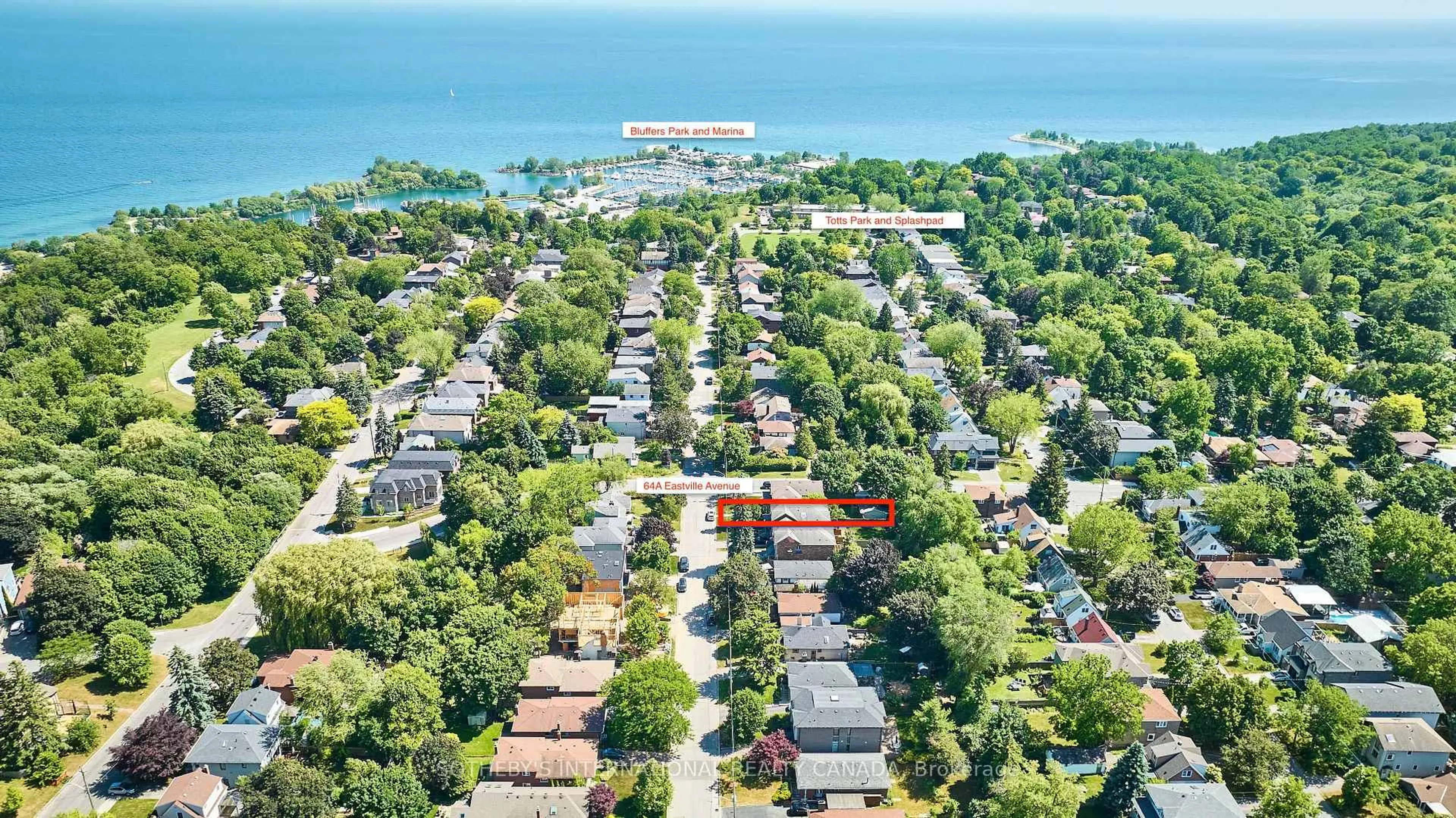 A pic from outside/outdoor area/front of a property/back of a property/a pic from drone, water/lake/river/ocean view for 64A Eastville Ave, Toronto Ontario M1M 2N9