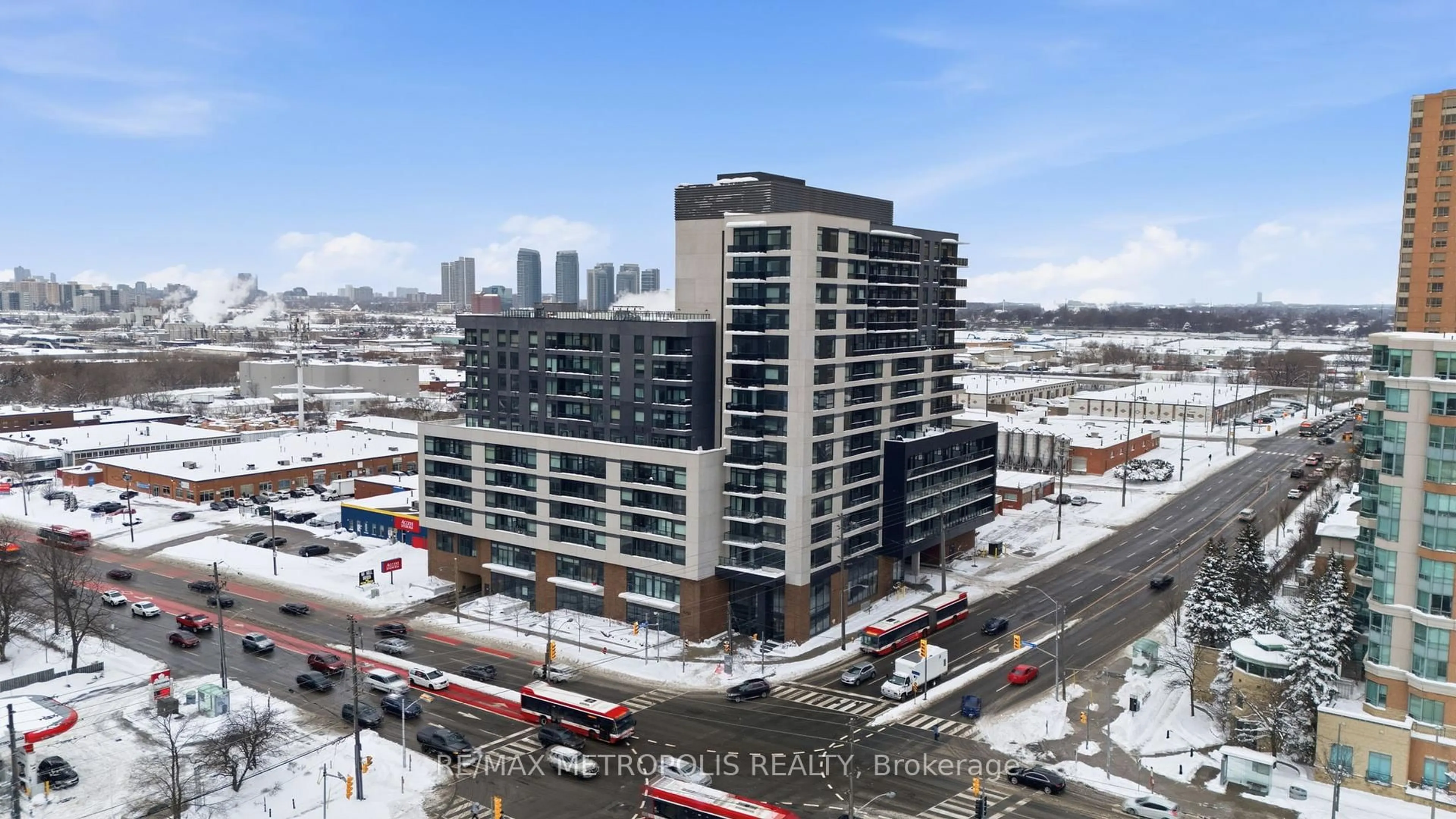 A pic from outside/outdoor area/front of a property/back of a property/a pic from drone, city buildings view from balcony for 1350 Ellesmere Rd #607, Toronto Ontario M1P 2X9