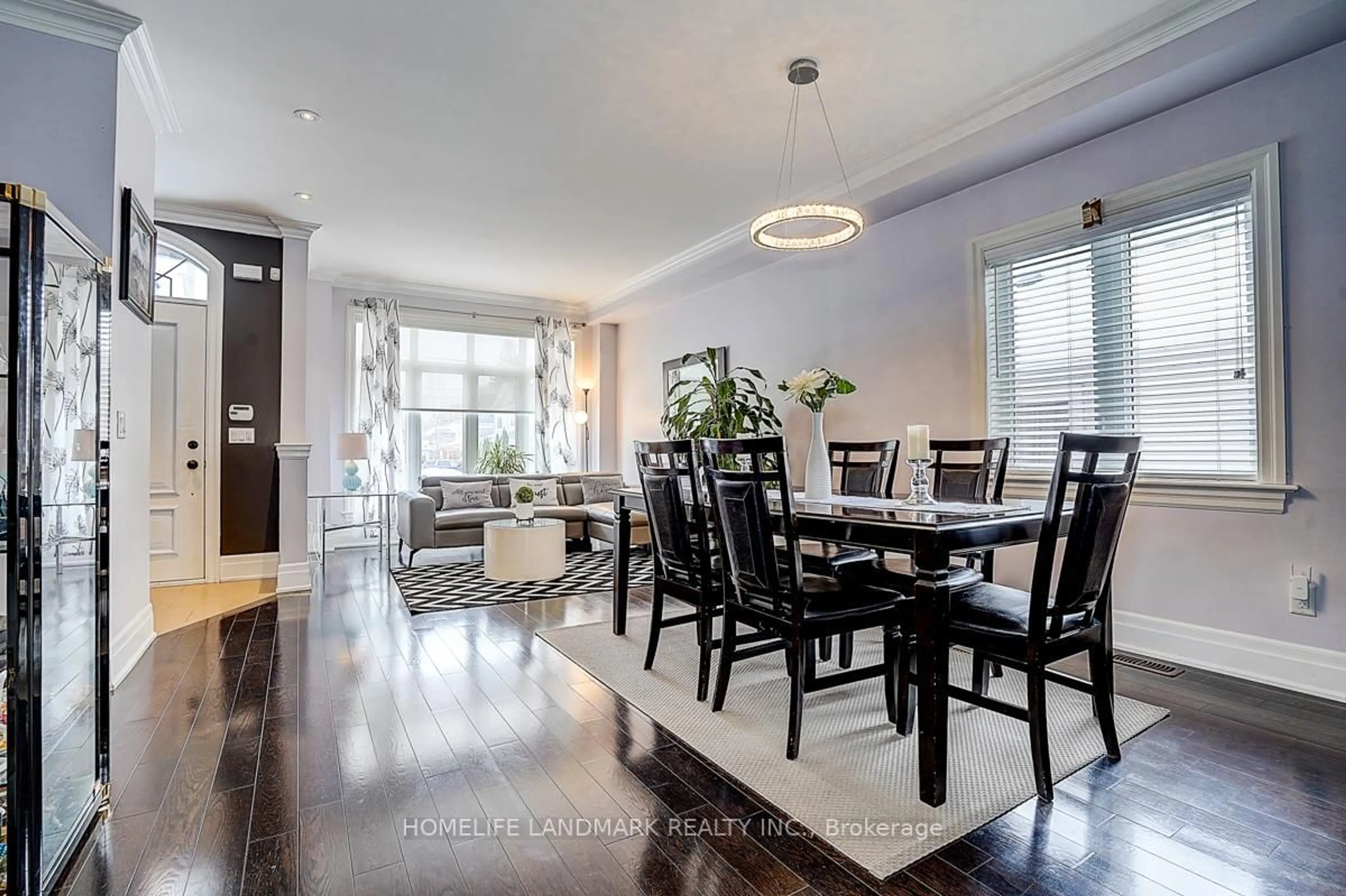 Dining room, wood/laminate floor for 108A Hollis Ave, Toronto Ontario M1N 2C8