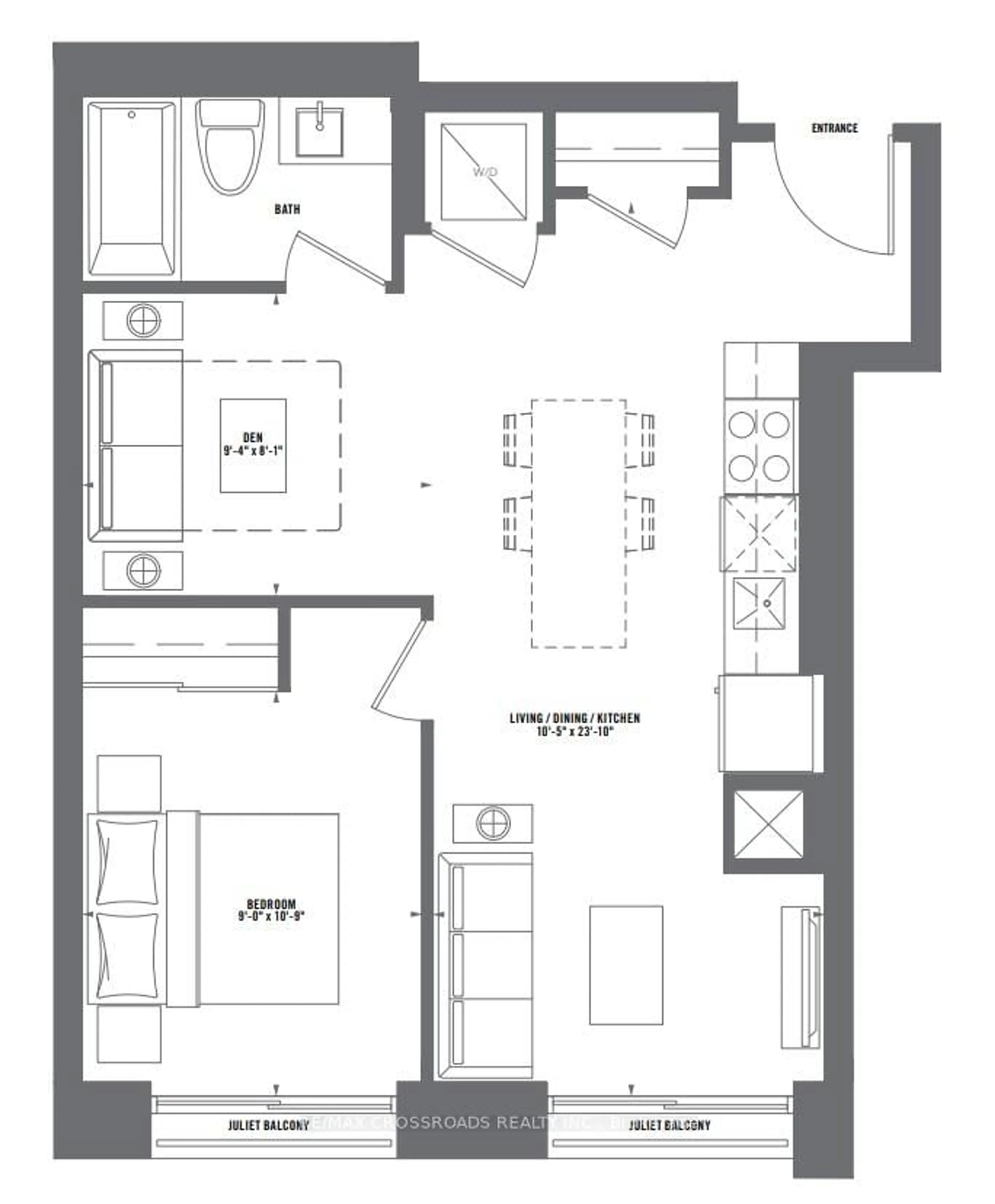 Floor plan for 1606 Charles St #202, Whitby Ontario L1N 0P1