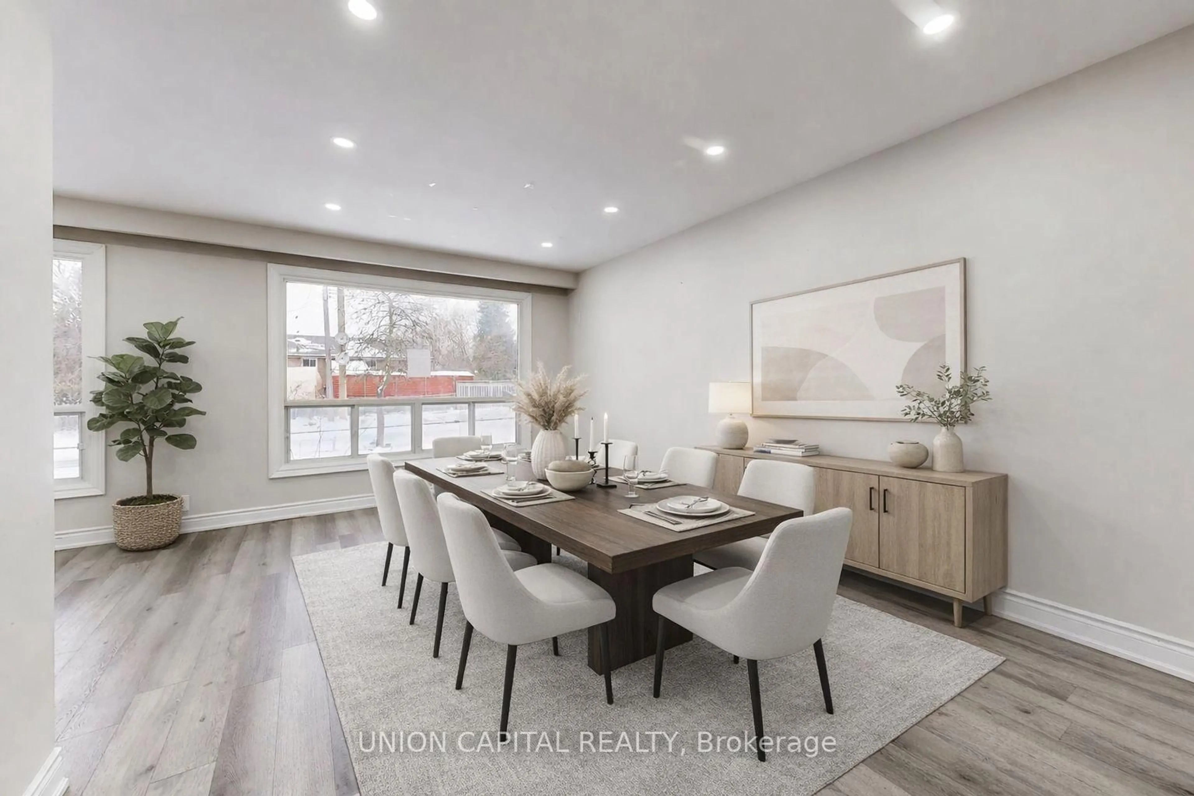 Dining room, wood/laminate floor for 3 Valia Rd, Toronto Ontario M1E 3V9