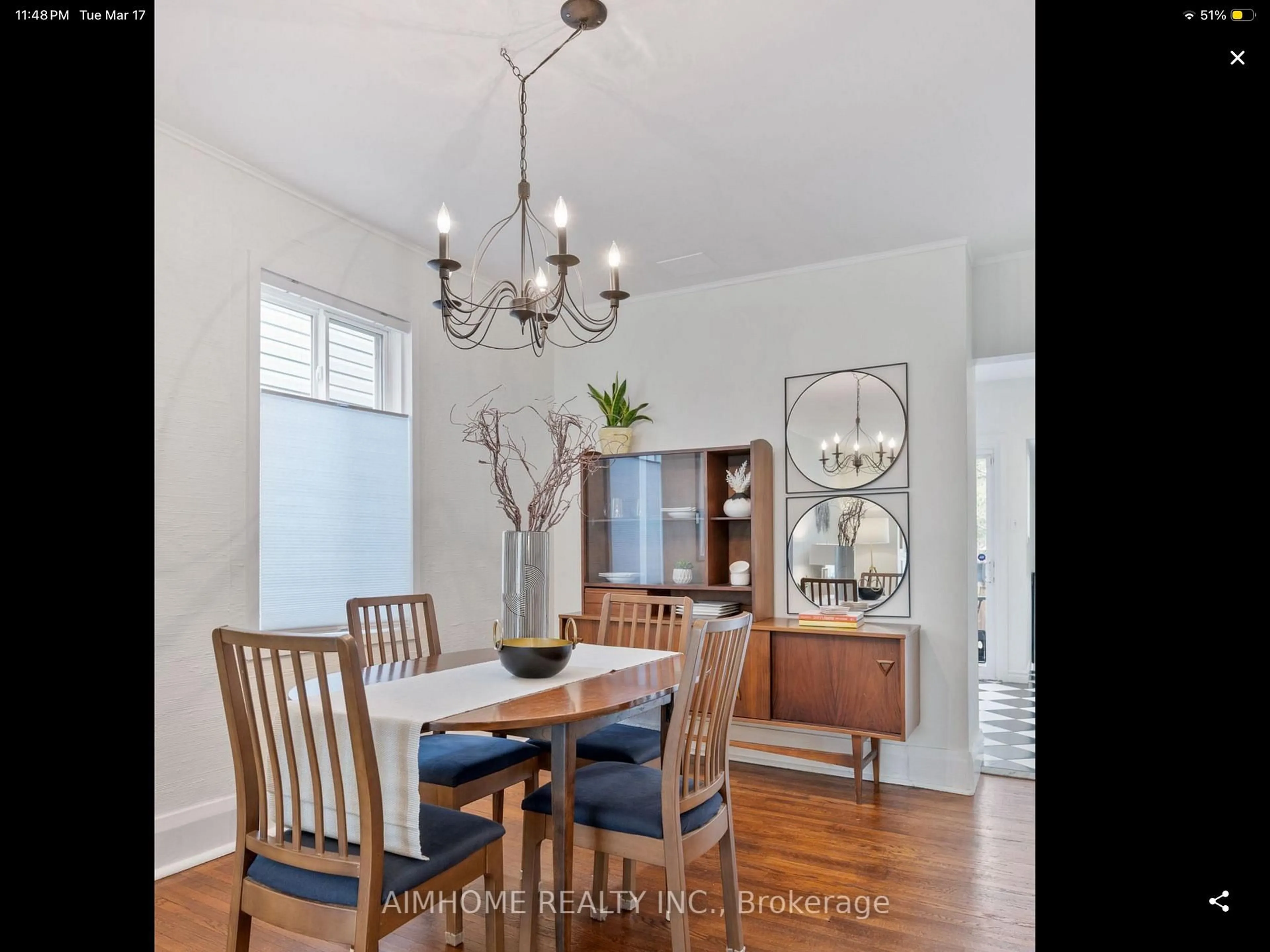 Dining room, wood/laminate floor for 179 Gamble Ave, Toronto Ontario M4J 2P2