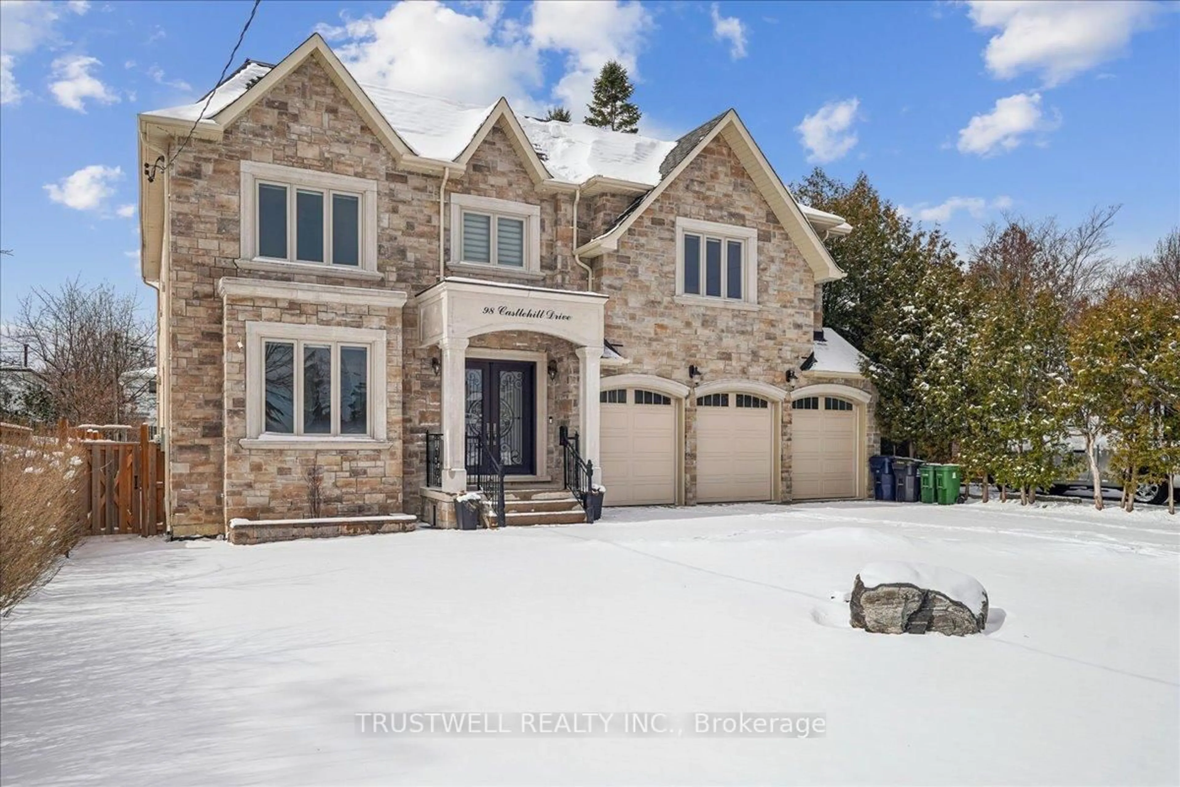 Home with brick exterior material, street for 98 Castle Hill Dr, Toronto Ontario M1T 2Y7