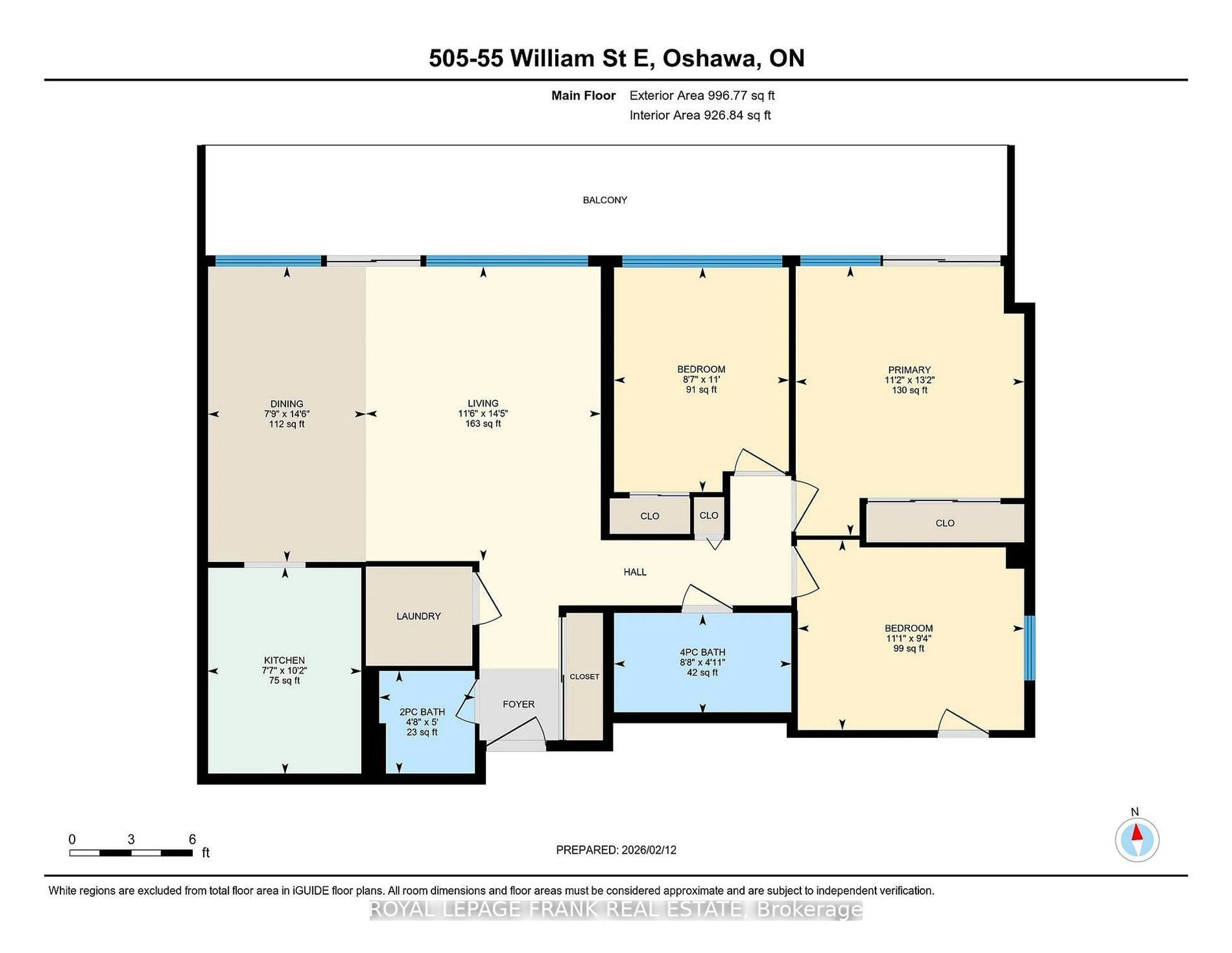 Floor plan for 55 William St #505, Oshawa Ontario L1G 7C9