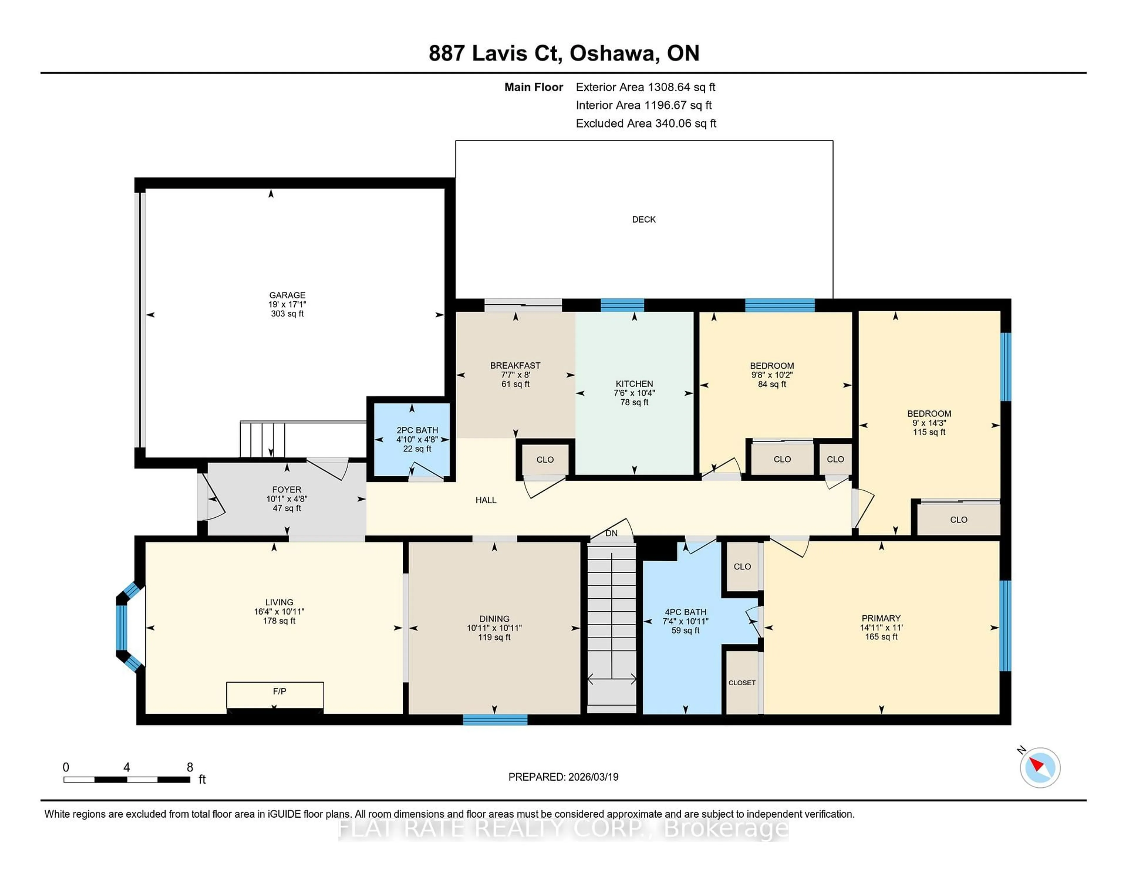 Floor plan for 887 Lavis Crt, Oshawa Ontario L1K 1W1