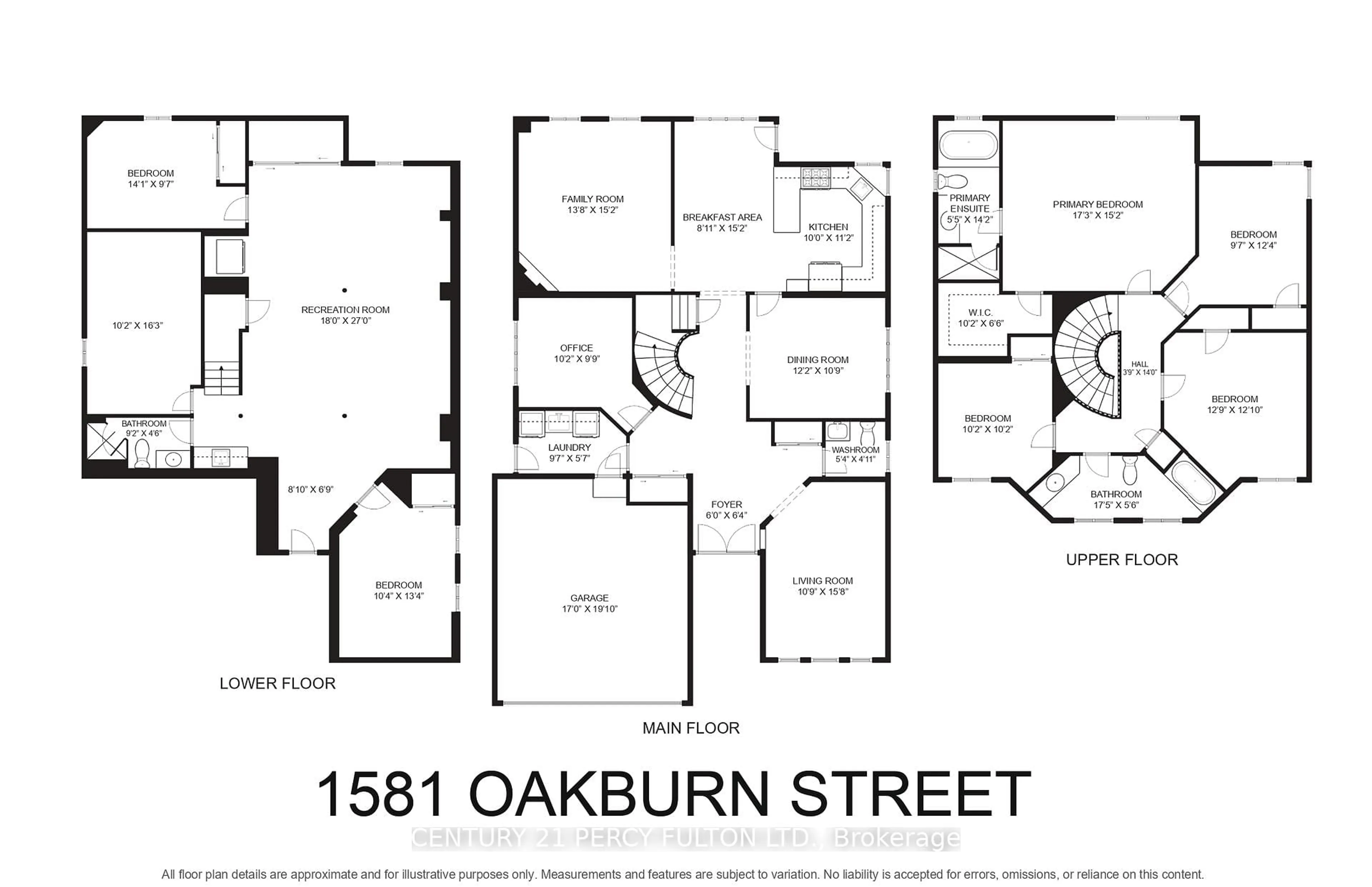 Floor plan for 1581 Oakburn St, Pickering Ontario L1V 6M9