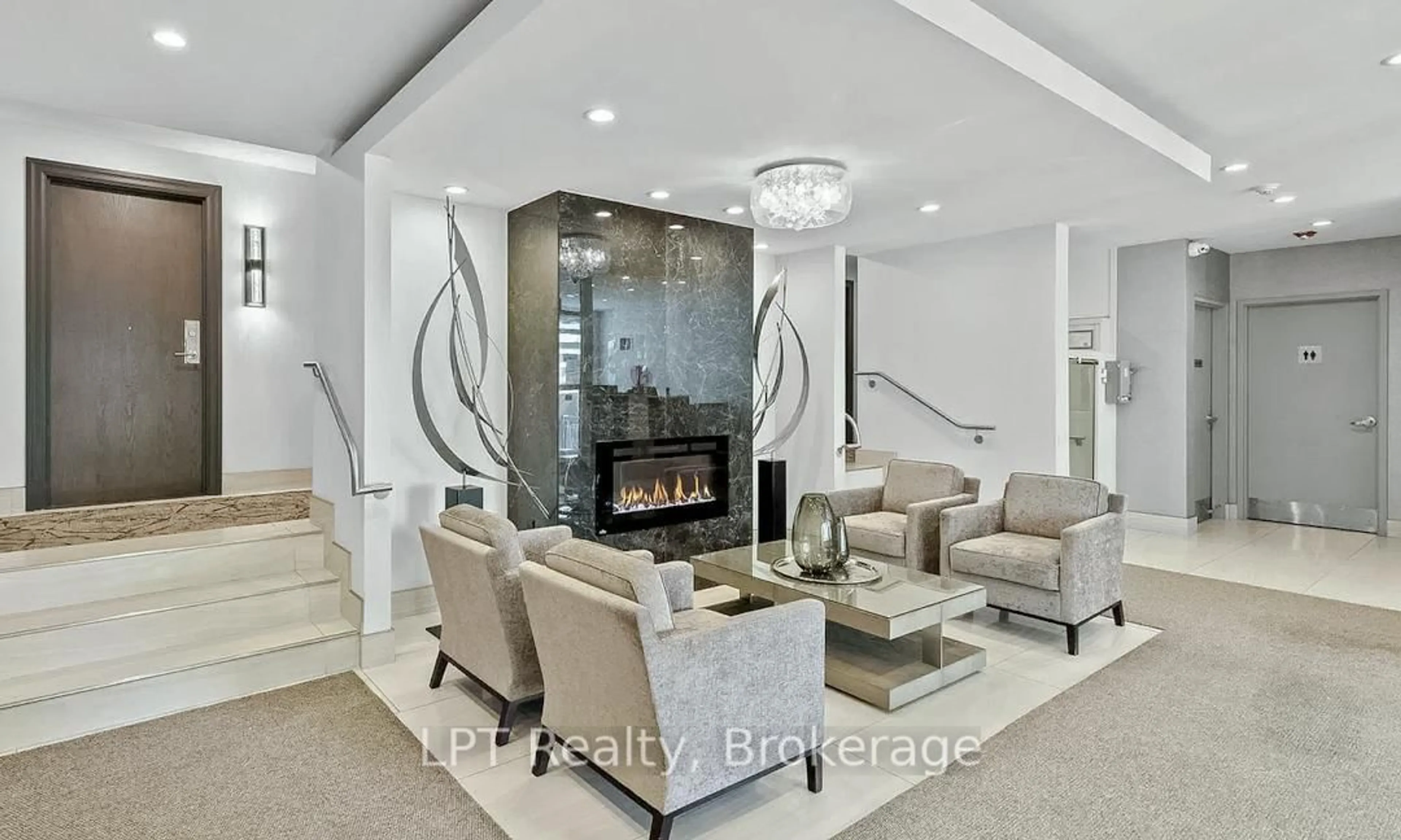 Living room with furniture, ceramic/tile floor for 340 Watson St #815, Whitby Ontario L1N 9G1