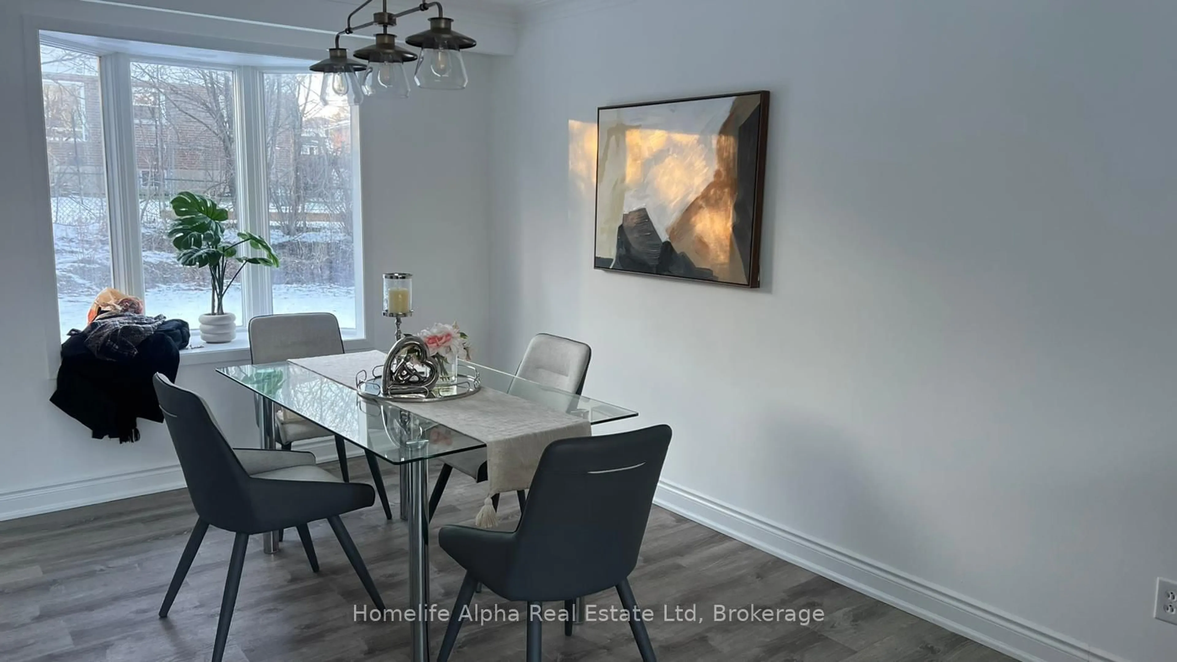 Dining room, wood/laminate floor for 14 Stonecraft Pl, Toronto Ontario M1E 4J9