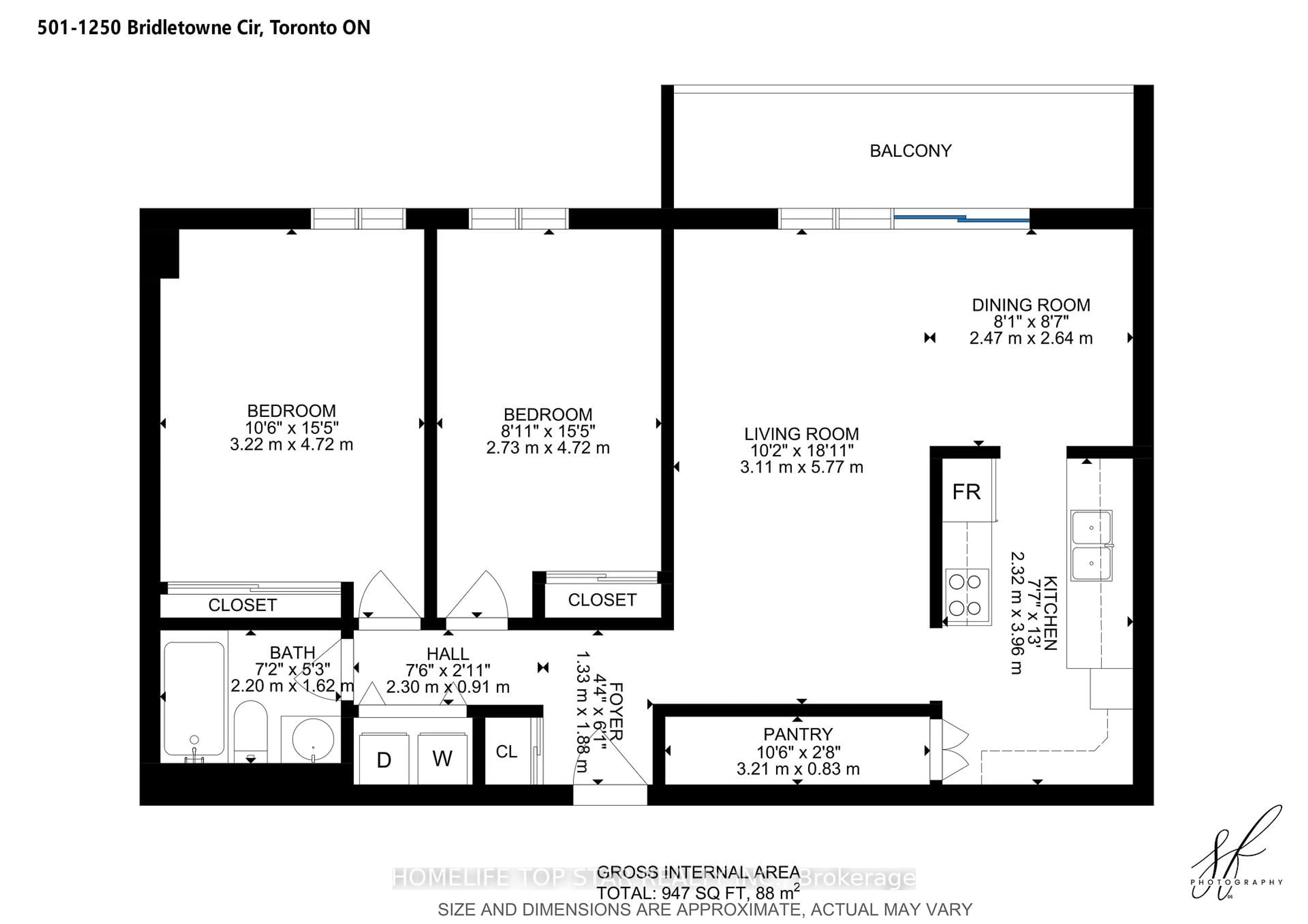Floor plan for 1250 Bridletowne Circ #501, Toronto Ontario M1W 2V1