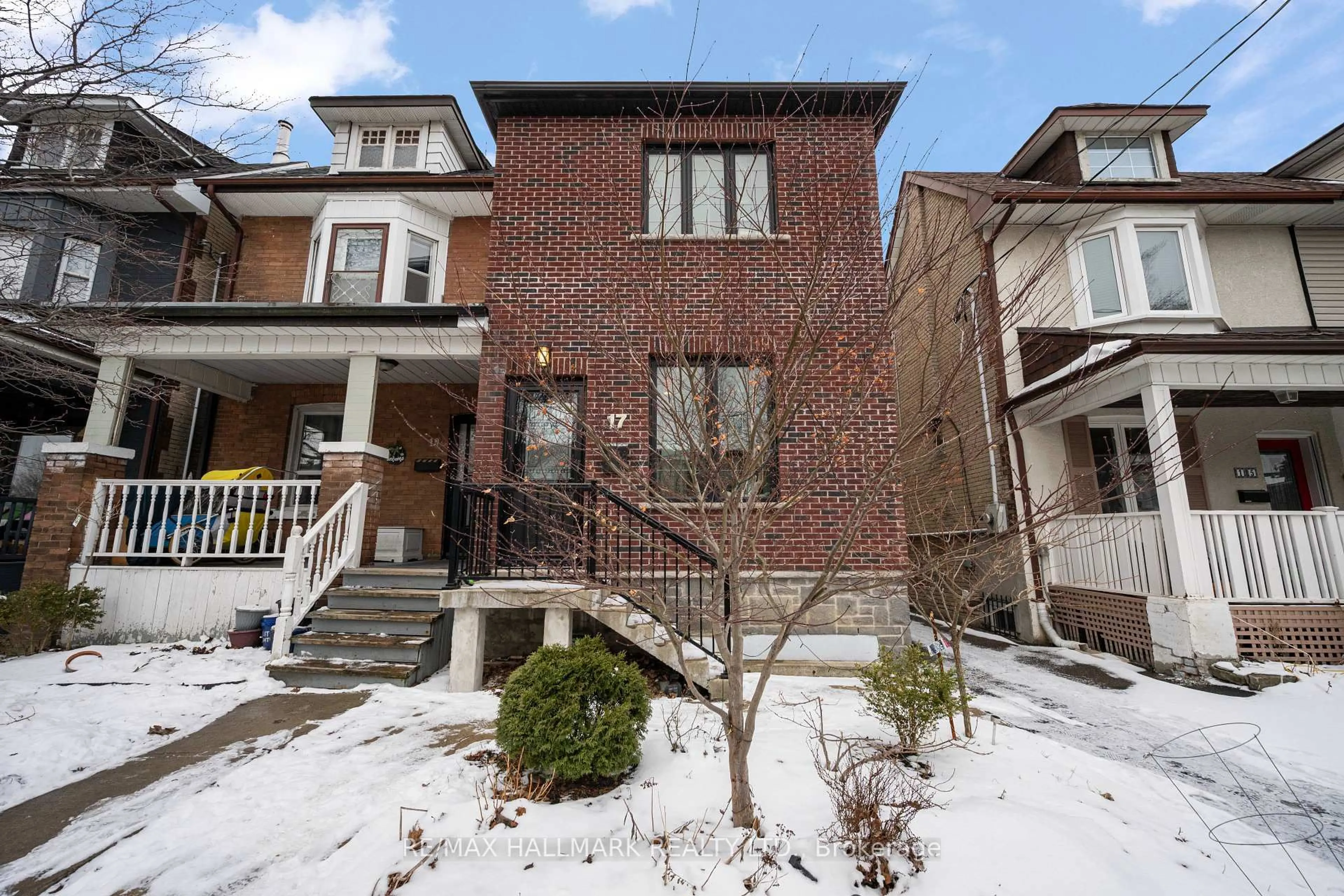 Home with brick exterior material, street for 17 Mountnoel Ave, Toronto Ontario M4J 1H7