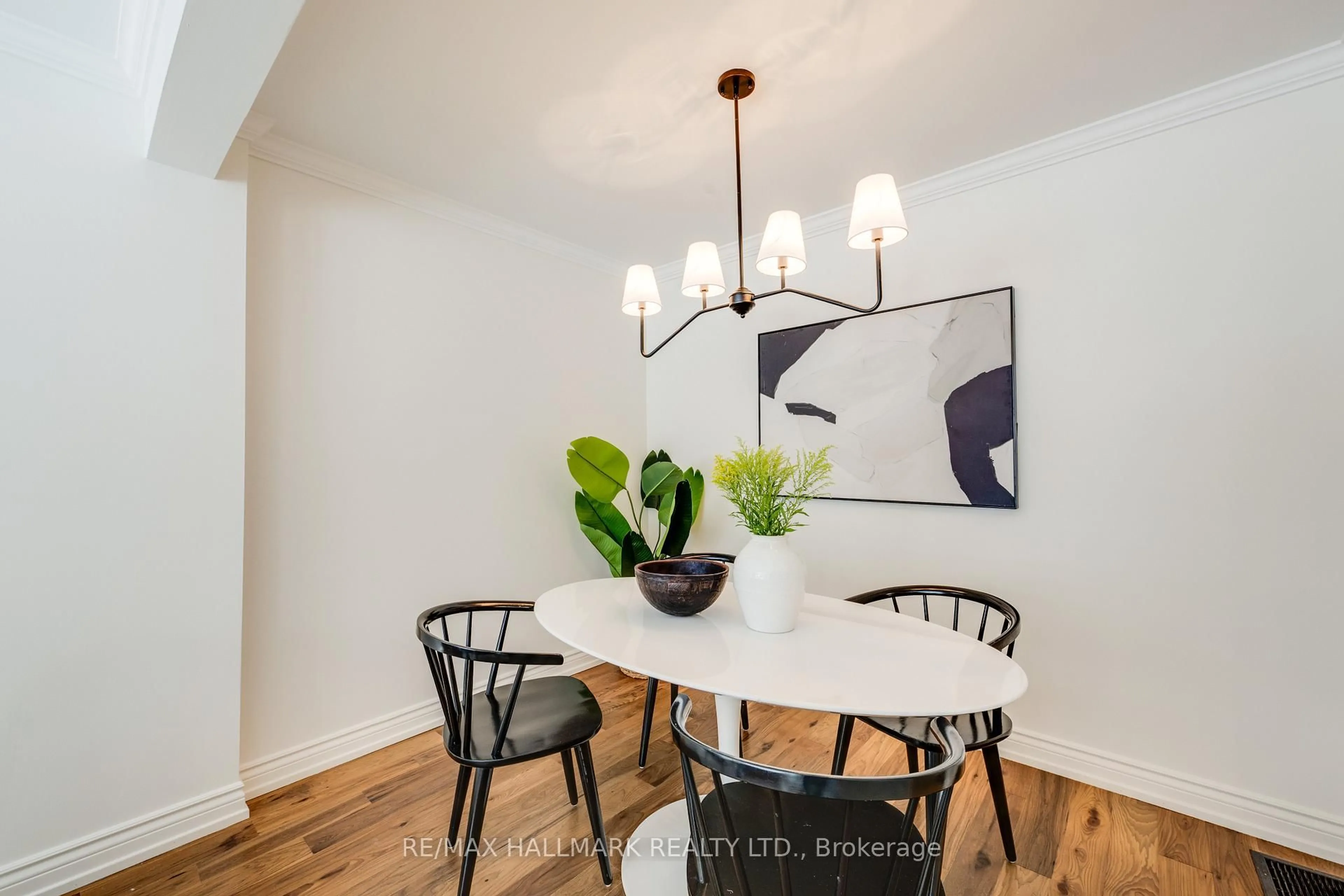 Dining room, wood/laminate floor for 36 Winston Ave, Toronto Ontario M1N 1W3
