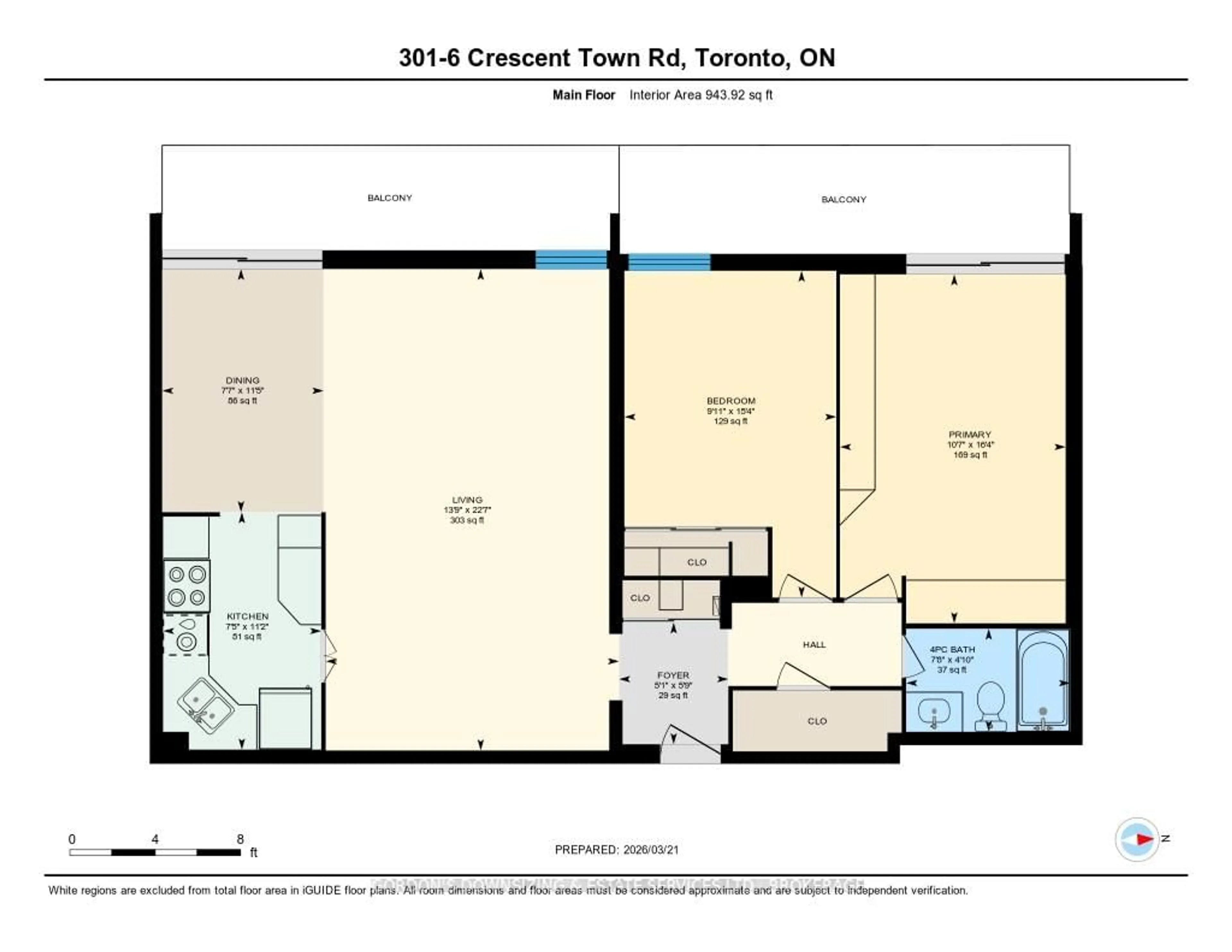 Floor plan for 6 Crescent Town Rd #301, Toronto Ontario M4C 5L3