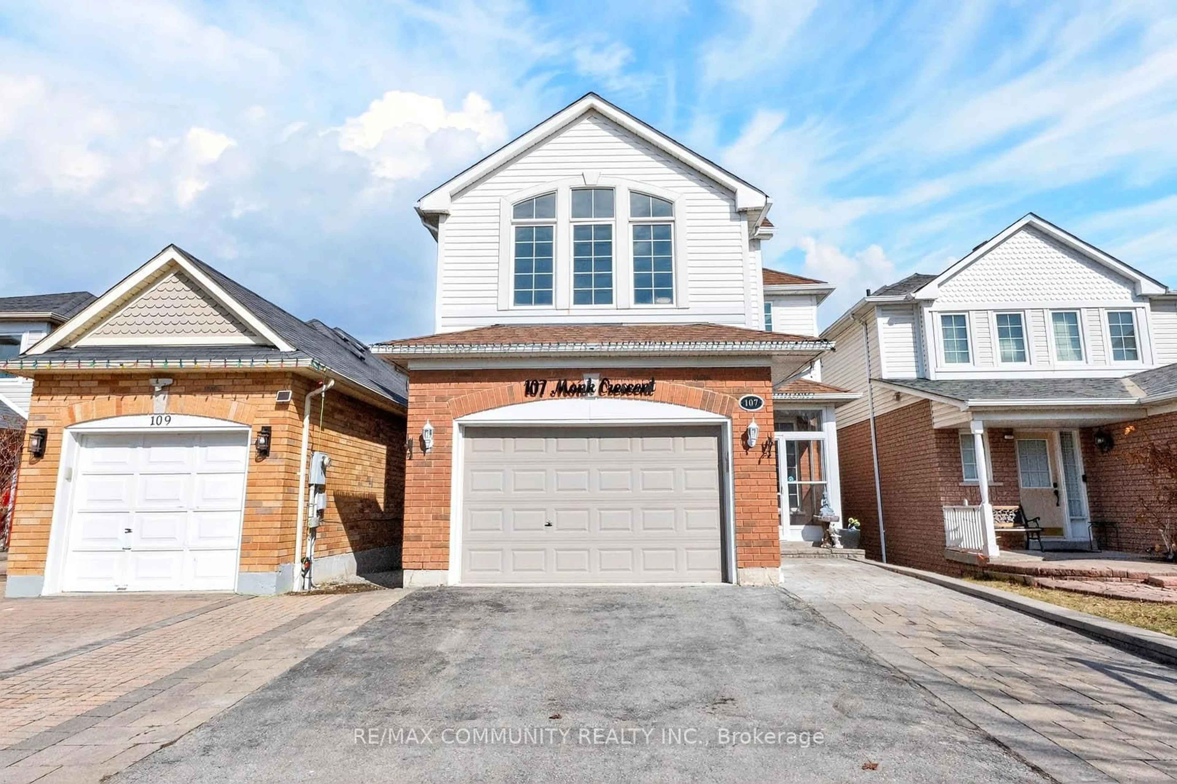 Home with brick exterior material, street for 107 Monk Cres, Ajax Ontario L1Z 1H2
