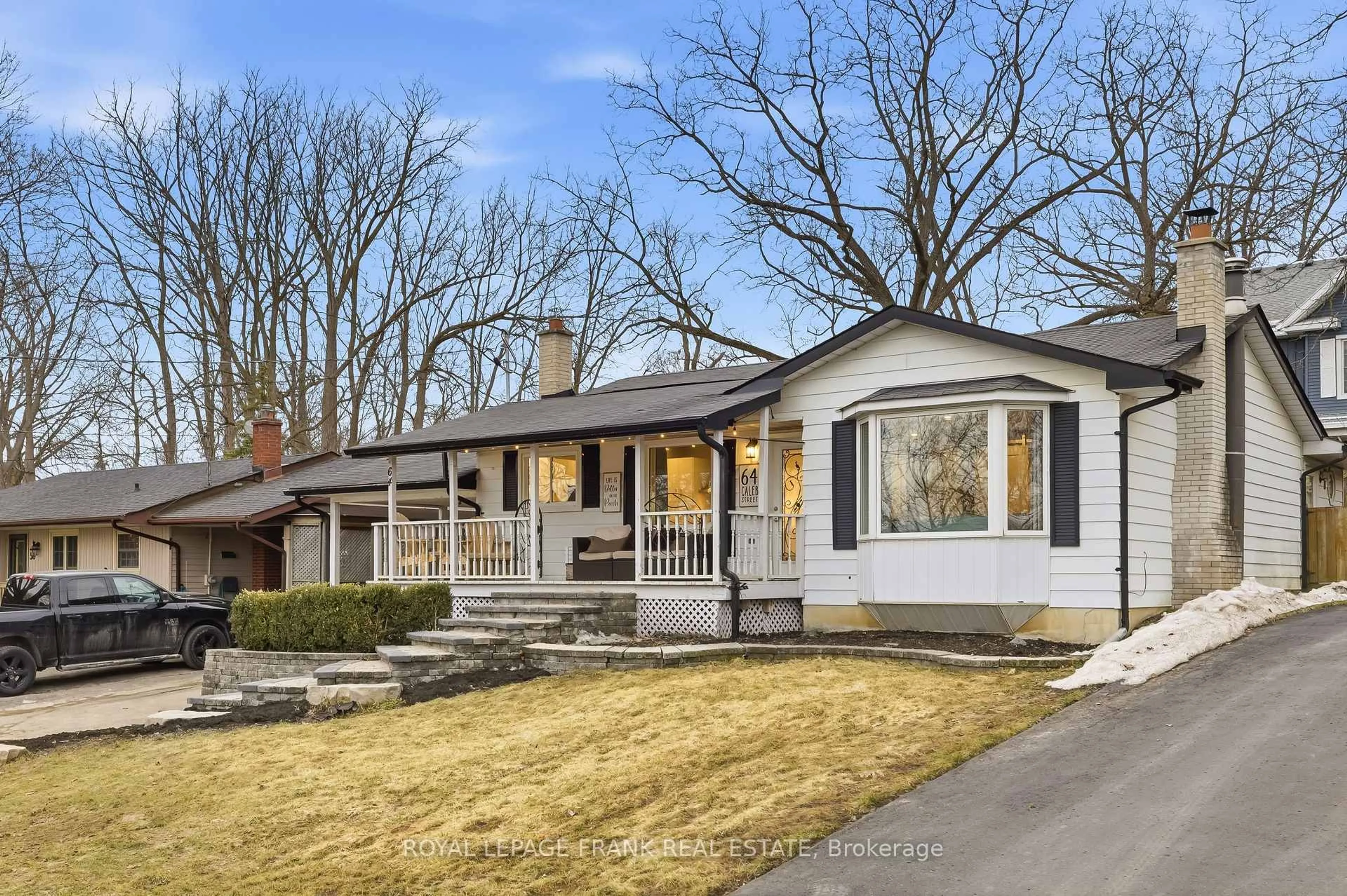 Home with vinyl exterior material, street for 64 Caleb St, Scugog Ontario L9L 1J7