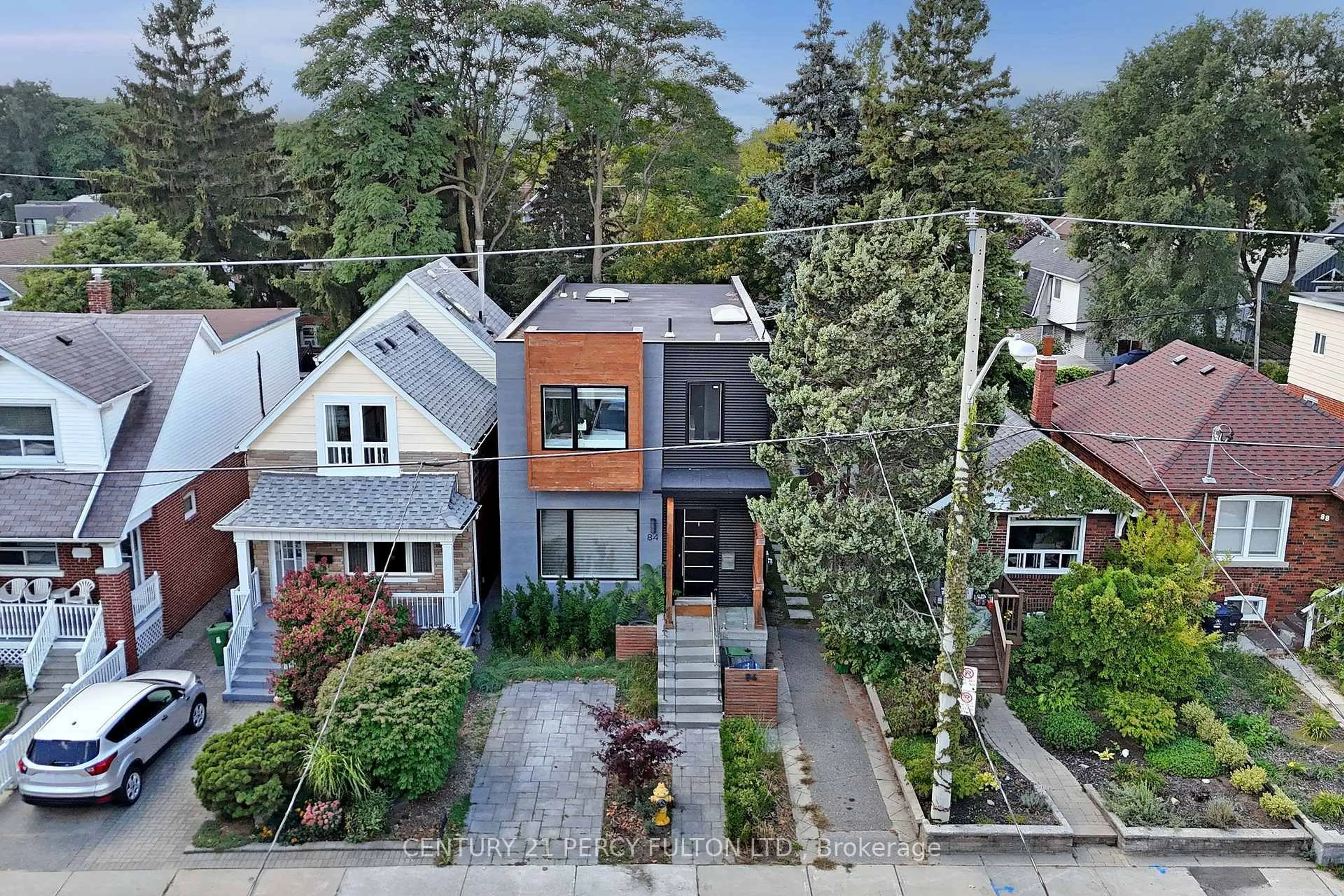 A pic from outside/outdoor area/front of a property/back of a property/a pic from drone, street for 84 Wiley Ave, Toronto Ontario M4J 3W6